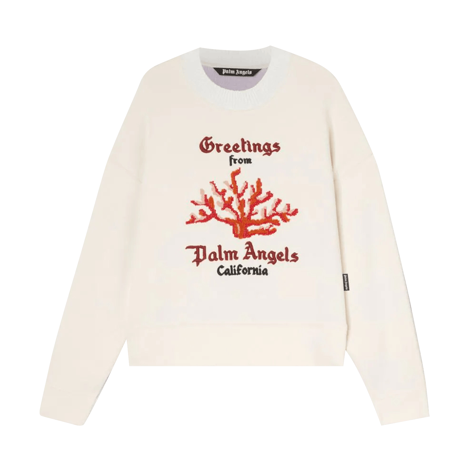 Palm Angels Coral Mix Knit Crewneck 'Off White/Red'