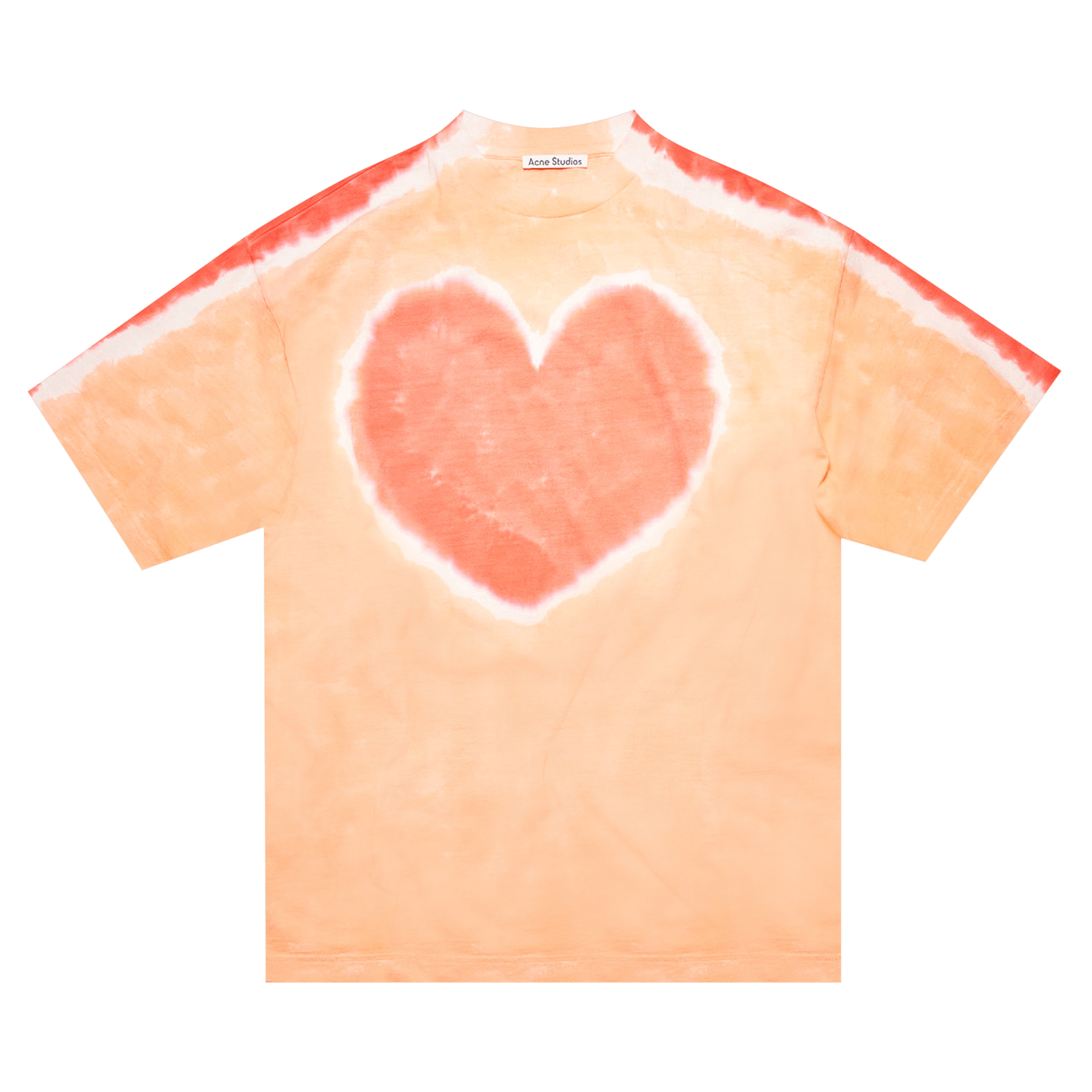 ACNE STUDIOS TIE DYE HEART T-SHIRT 'ORANGE/CORAL'