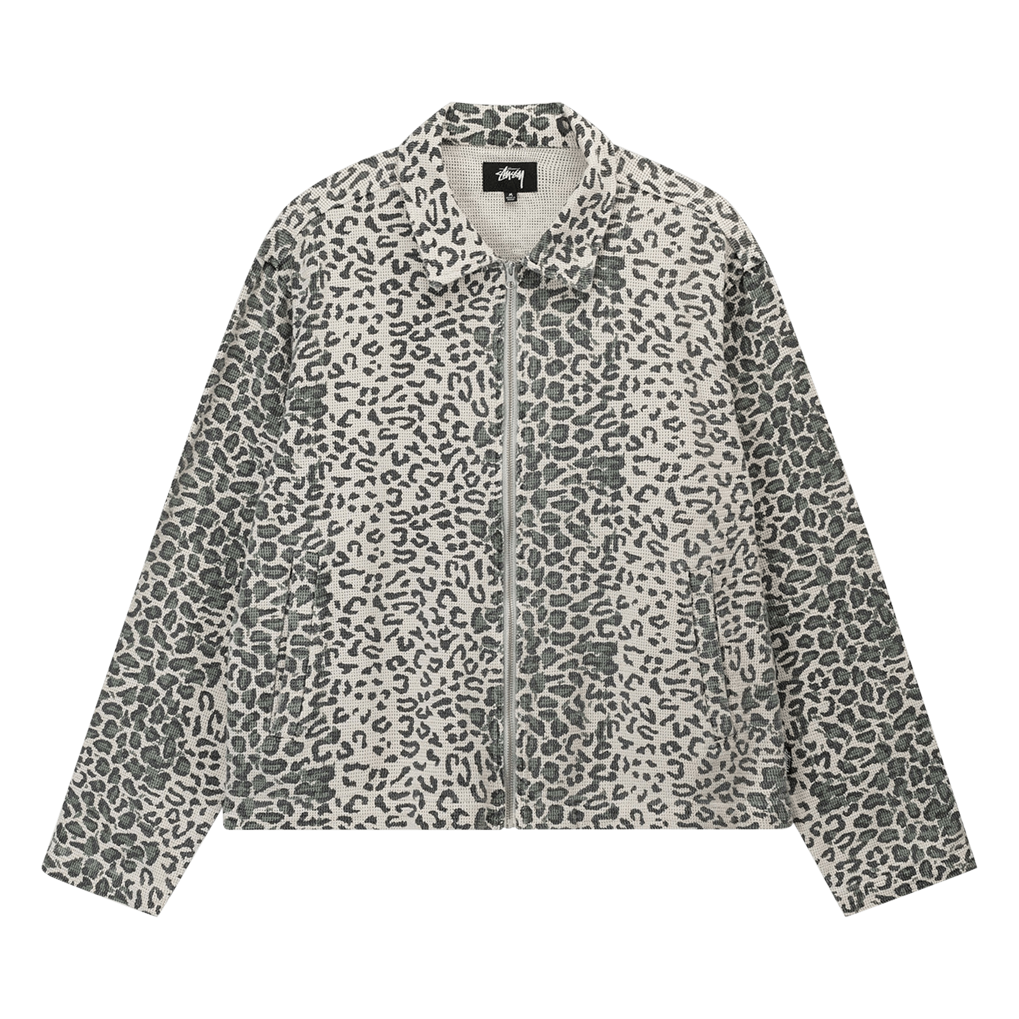 Stussy Leopard Mesh Zip Jacket 'Bone'