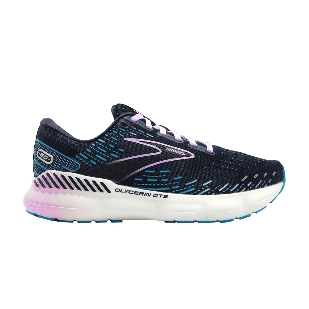 Pre-owned Brooks Wmns Glycerin Gts 20 Wide 'peacoat Pastel Lilac' In Blue