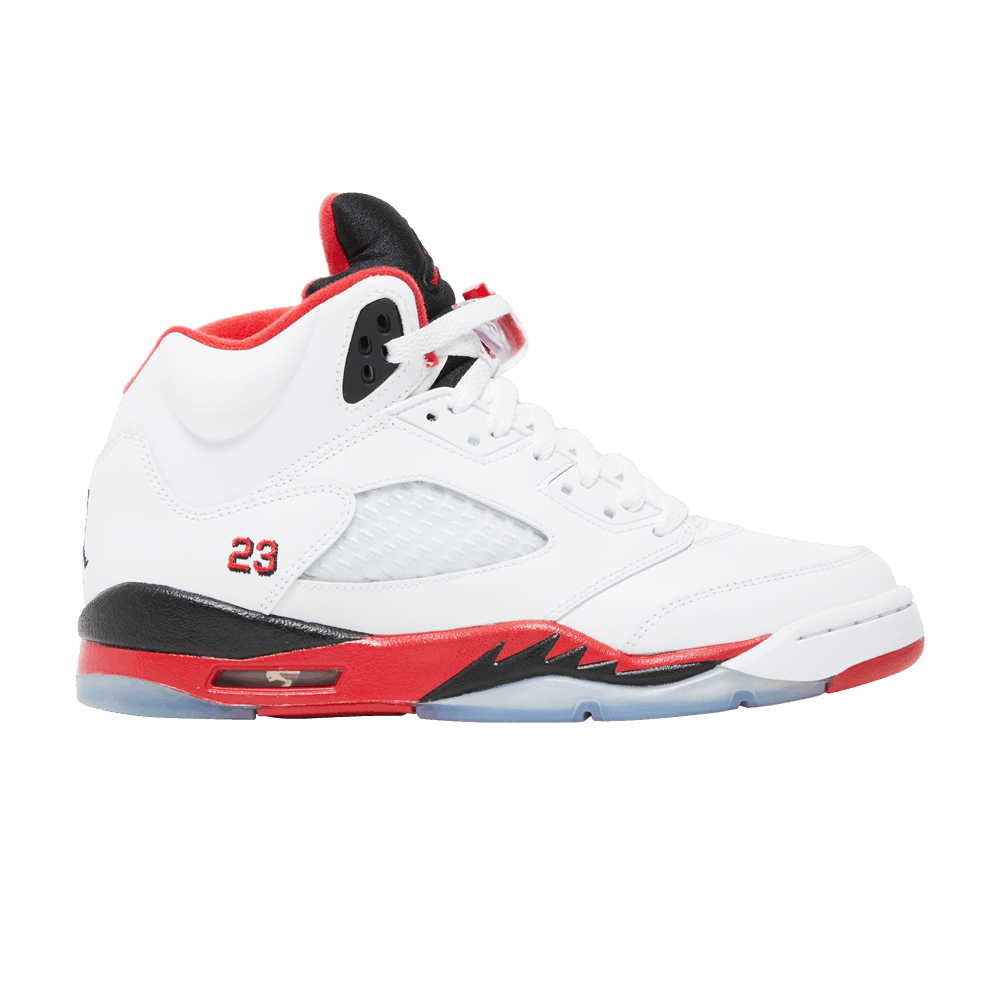 Pre-owned Air Jordan 5 Retro Gs 'fire Red Black Tongue' 2013 In White