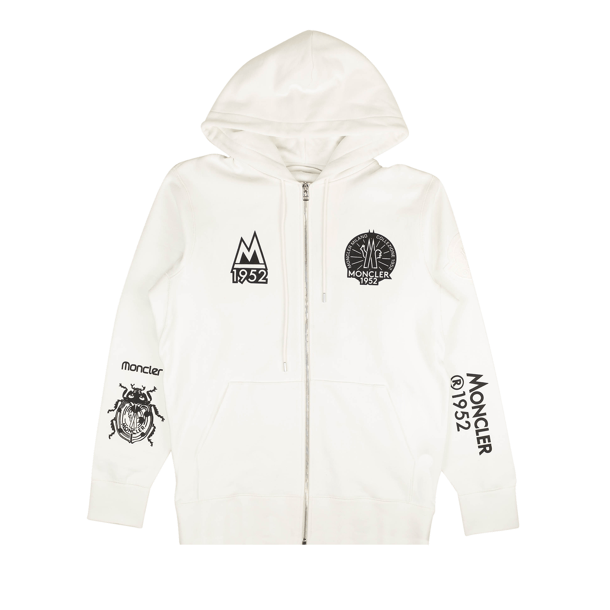 Moncler Zip Up 1952 Logo Hoodie Sweatshirt 'White'