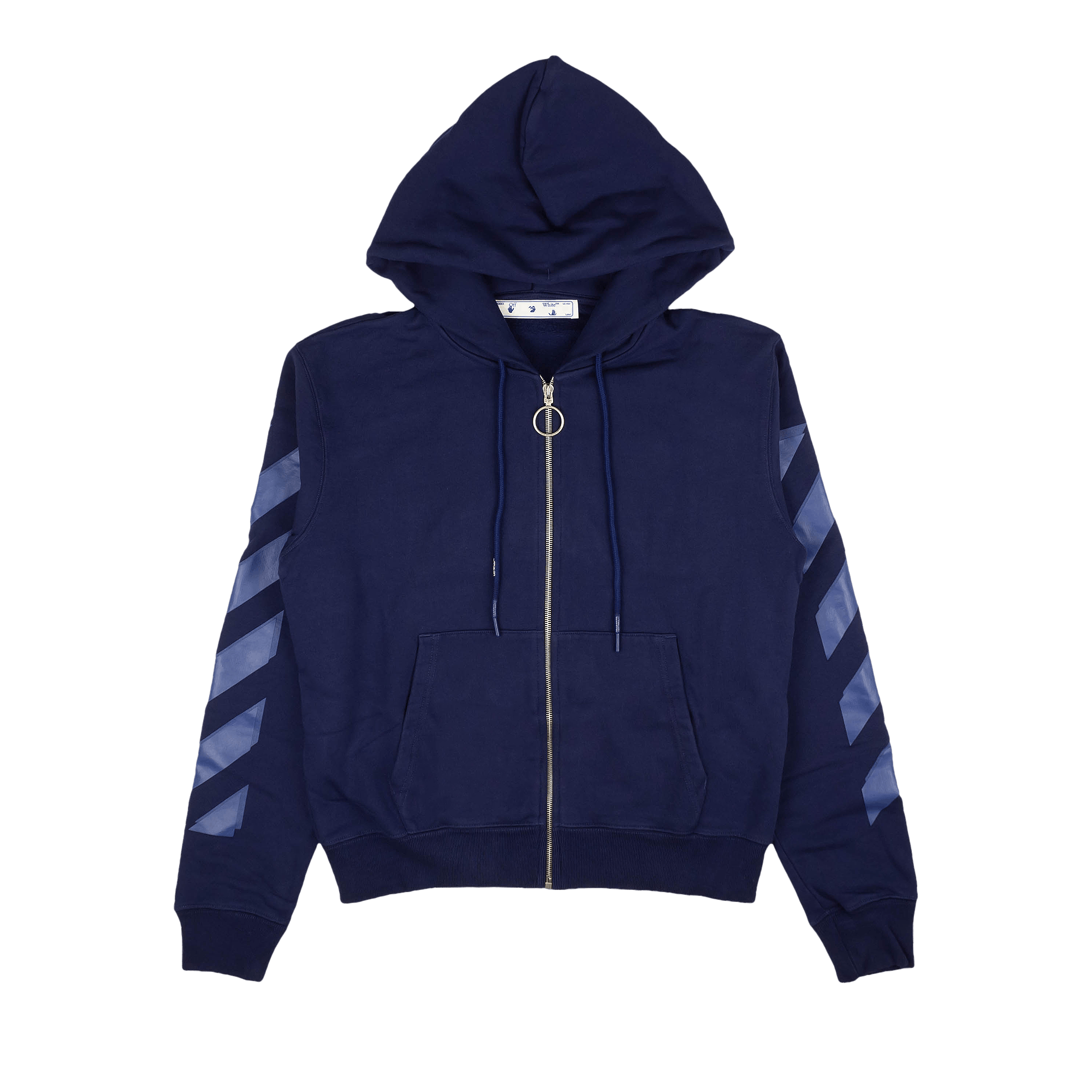 Off-White Rubber Arrow Slim Zip Hoodie 'Blue'