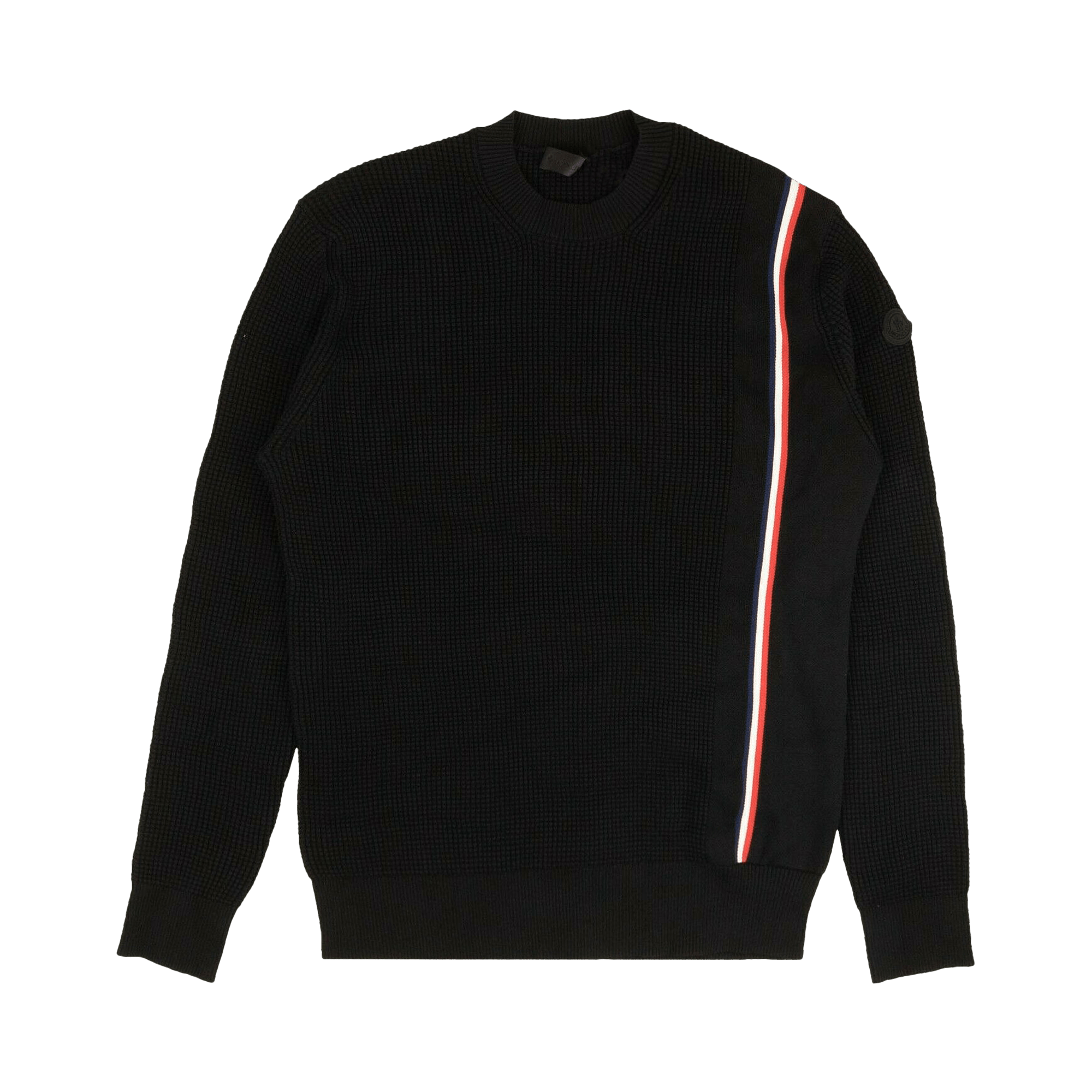 Moncler Stripe Ribbed Cotton Pullover Sweater 'Black'