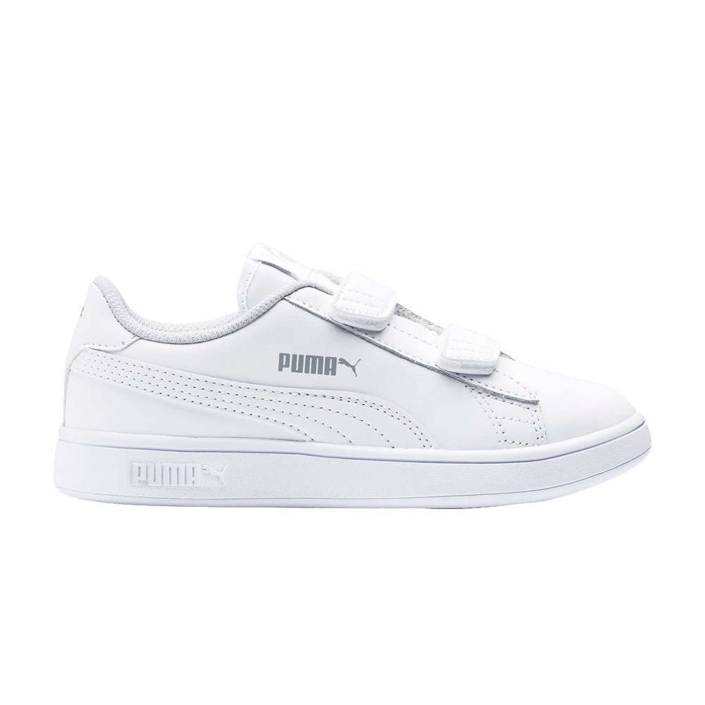 Pre-owned Puma Smash V2 Leather Little Kid 'triple White'