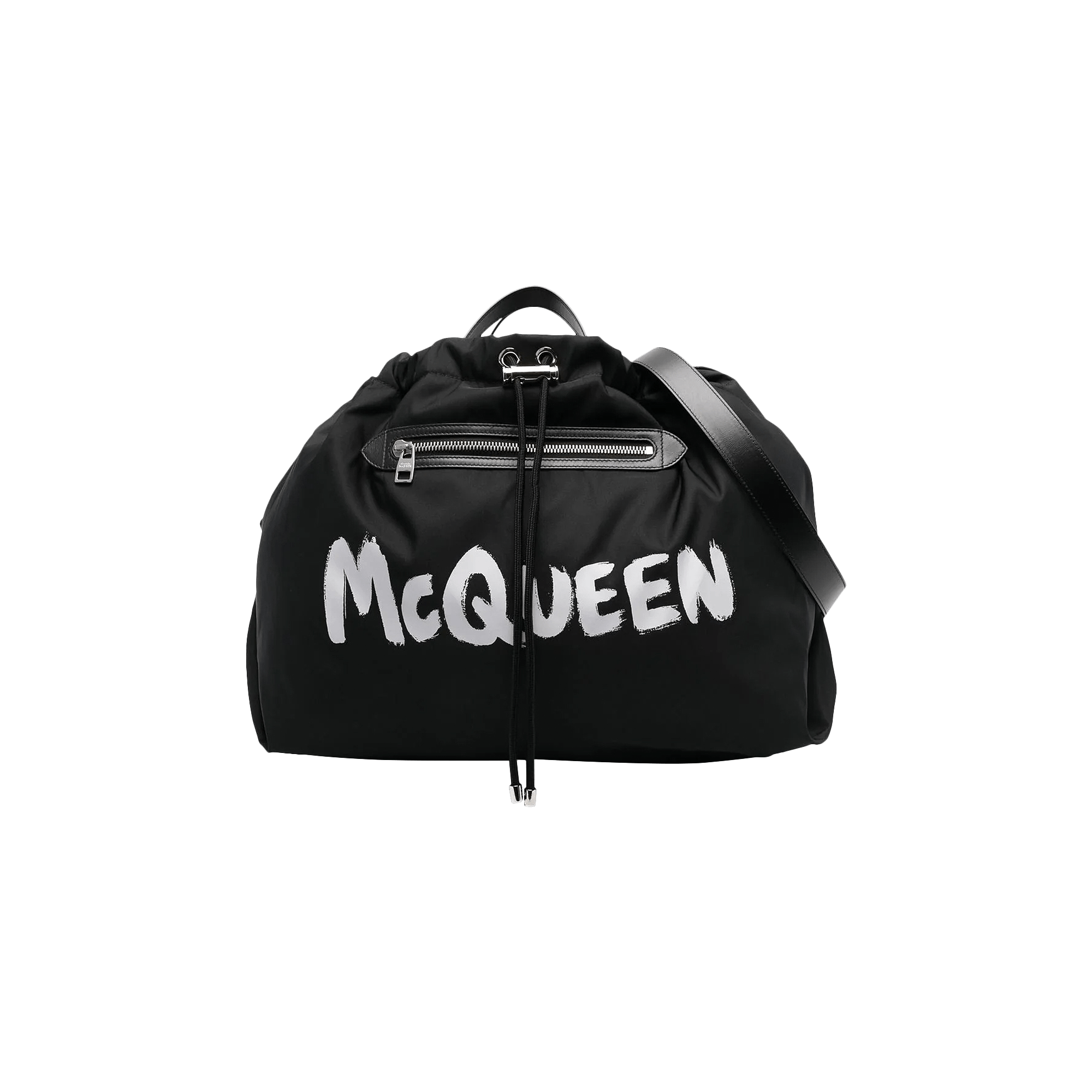 Pre-owned Alexander Mcqueen Large Drawstring Bag 'black/optic White'