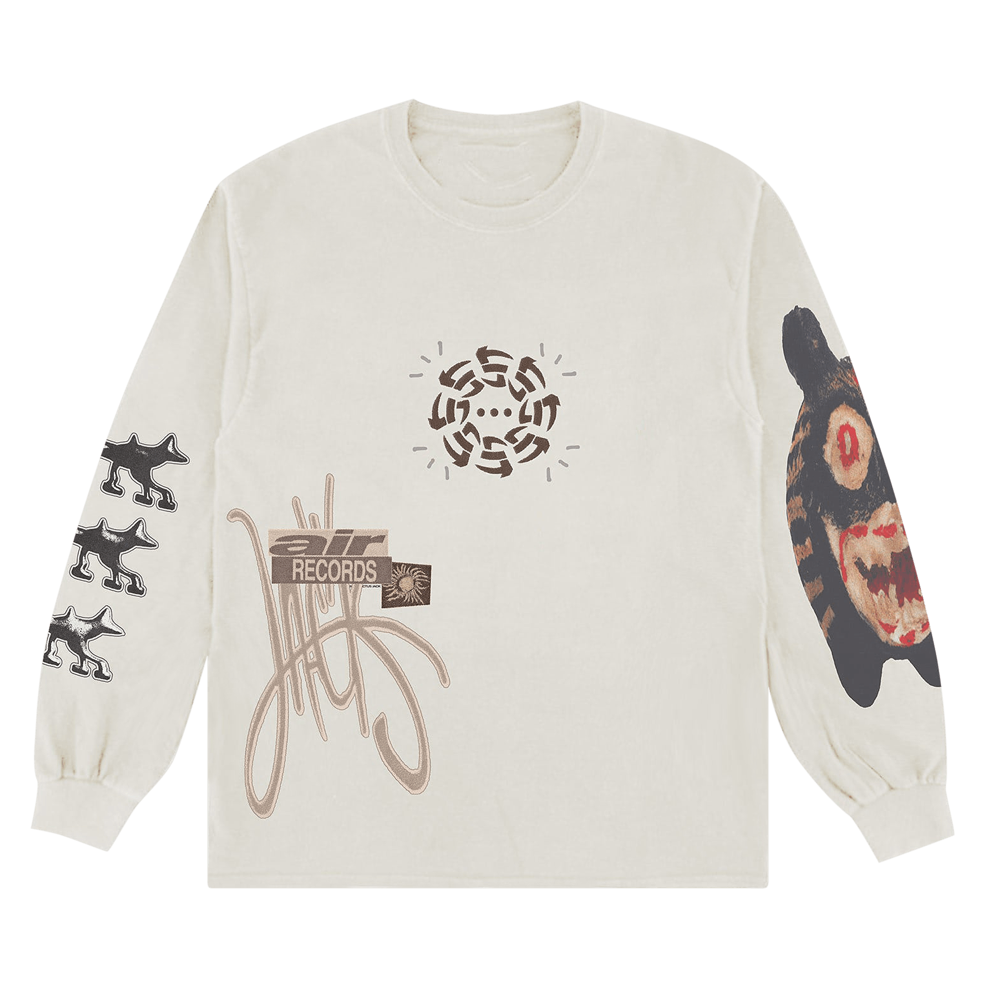 Pre-owned Cactus Jack By Travis Scott Air Records Long-sleeve Tee 'off White' In Cream