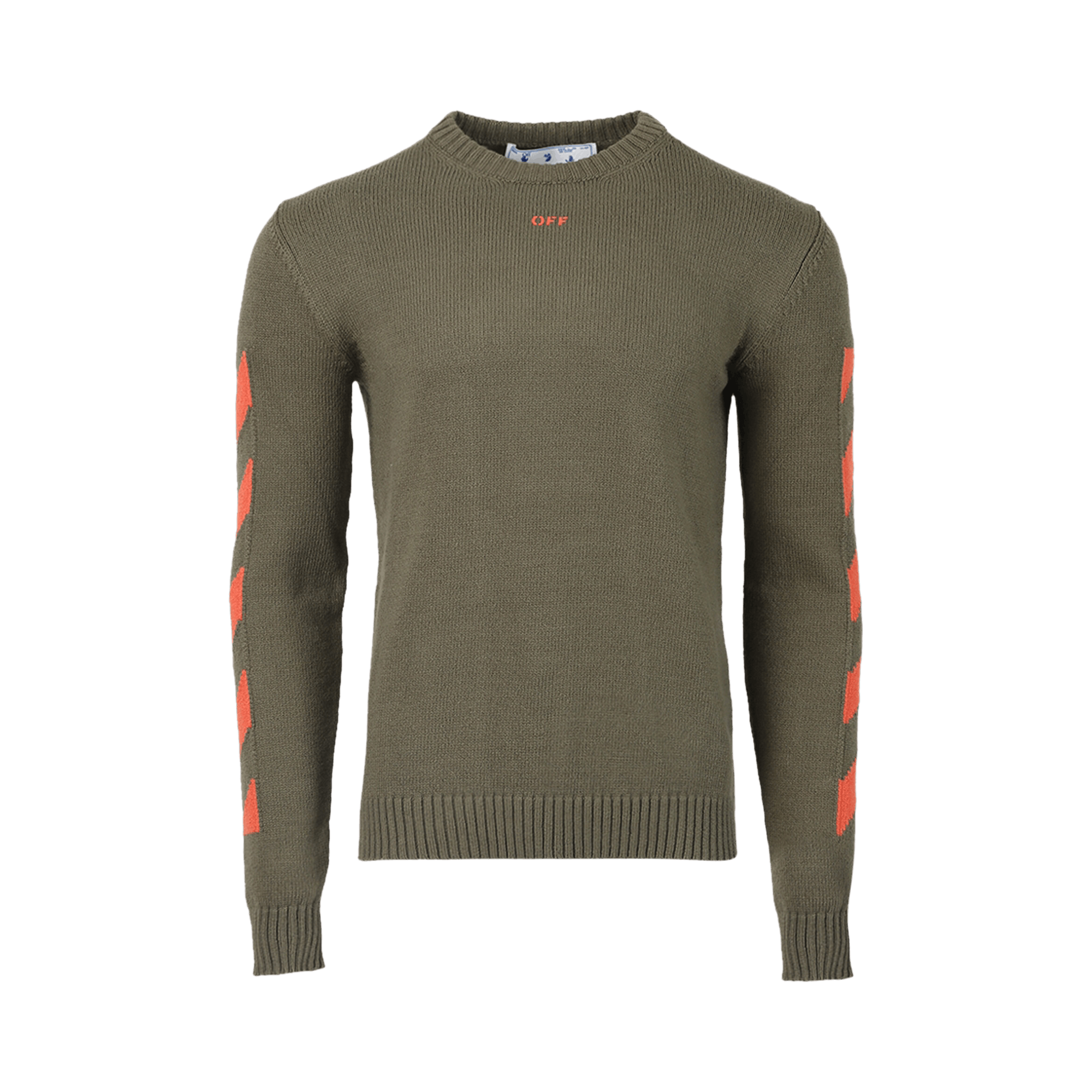Off-White Diag Arrow Knit Crewneck 'Army Green/Orange'