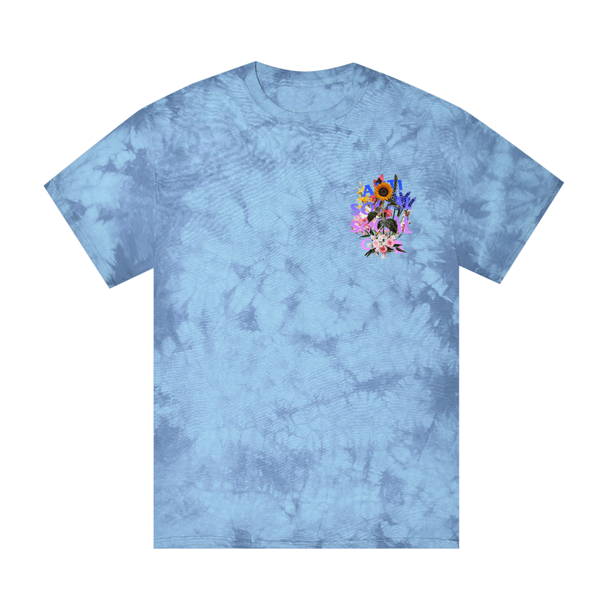 Pre-owned Anti Social Social Club Bouquet For The Old Days Tie Dye Tee 'blue'