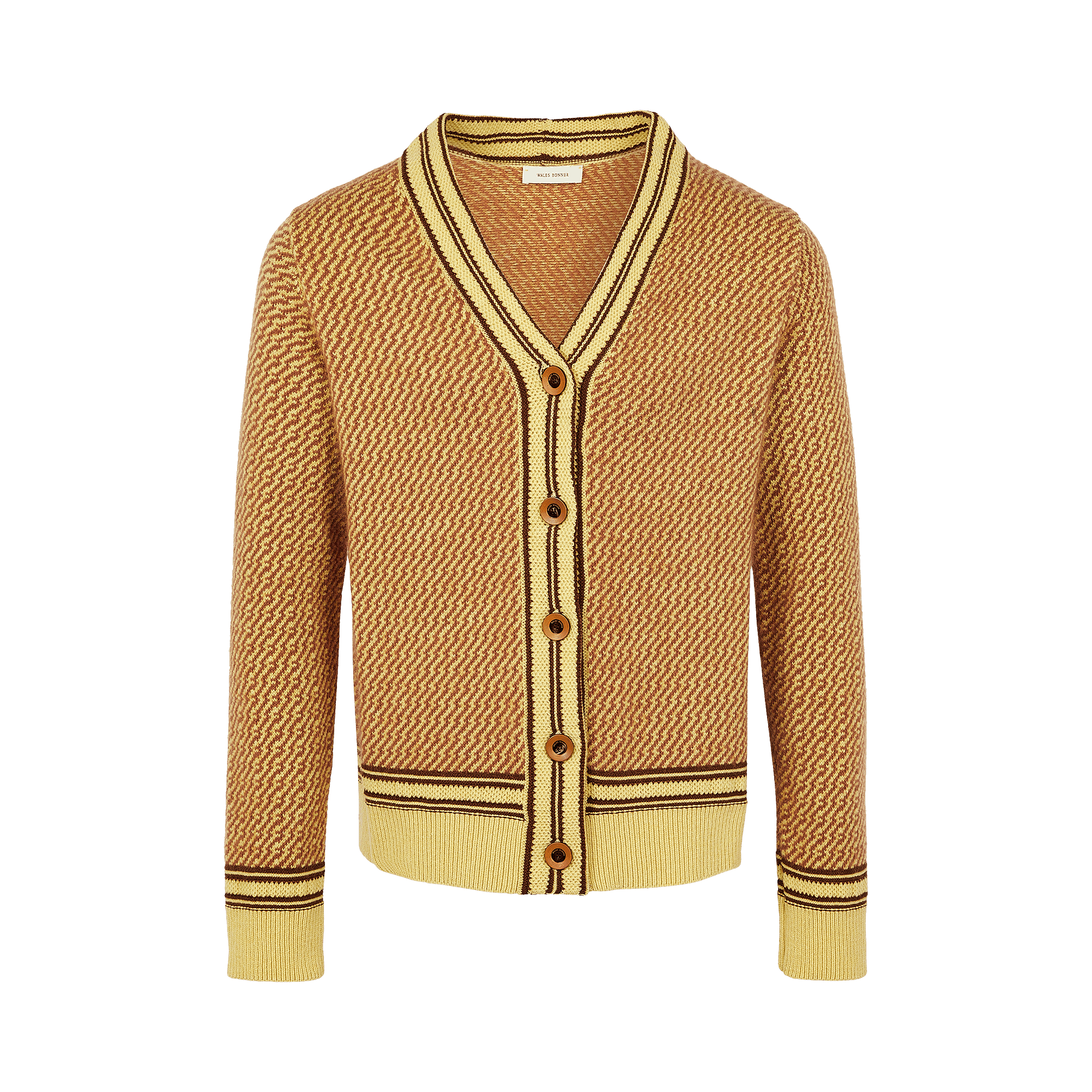 Pre-owned Wales Bonner Clarinet Cardigan 'pale Yellow/brown'