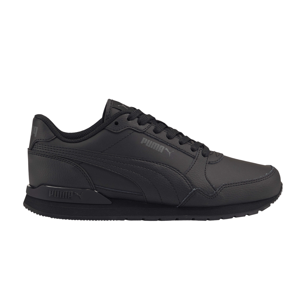 Pre-owned Puma St Runner V3 Leather Jr 'triple Black'