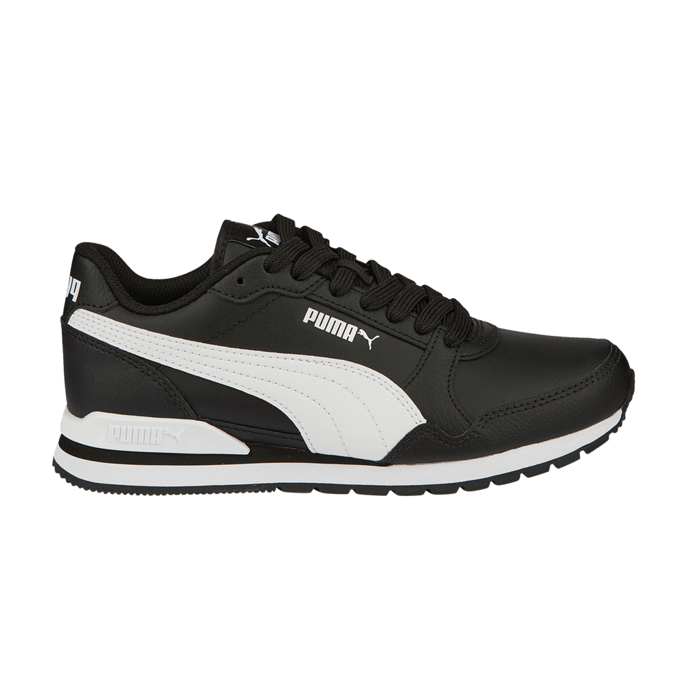 Pre-owned Puma St Runner V3 Leather Jr 'black White'