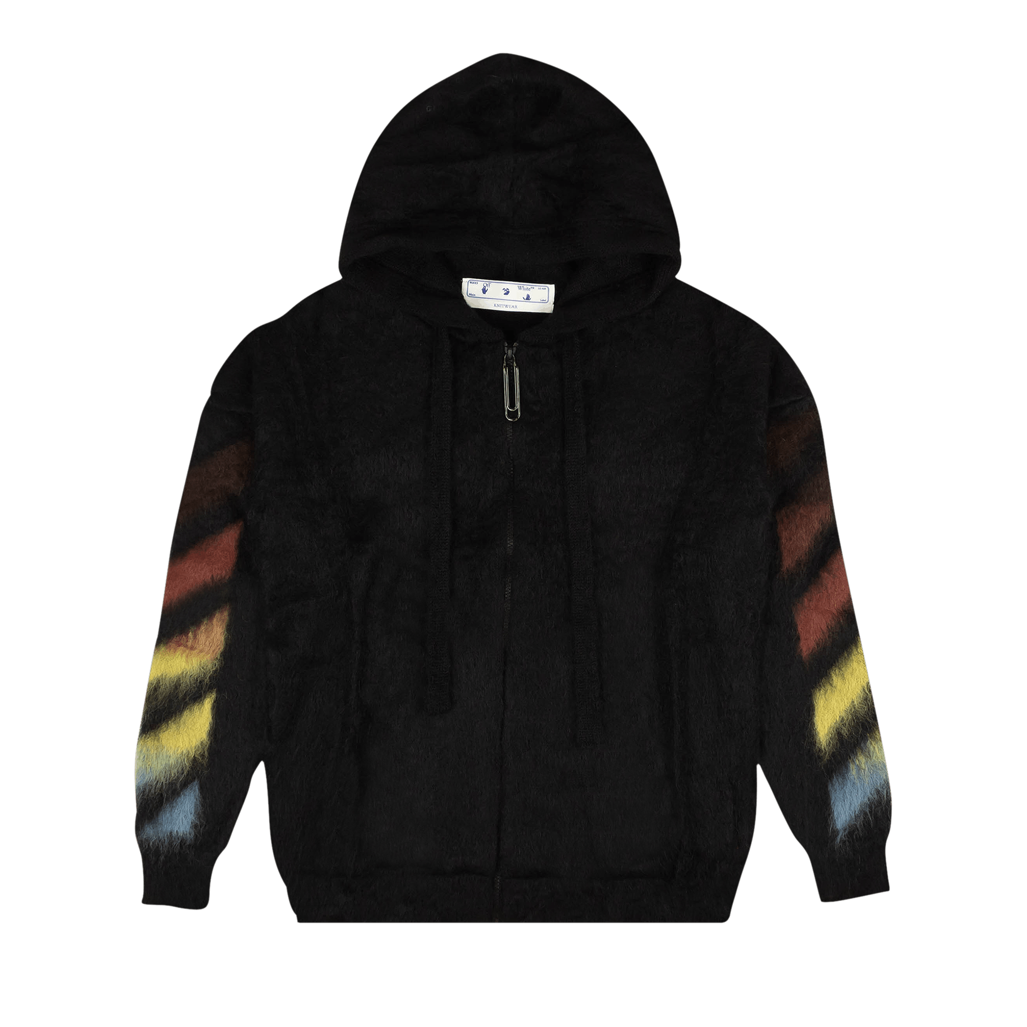 Off-White Diag Brushed Mohair Zip Hoodie 'Black/Rainbow'