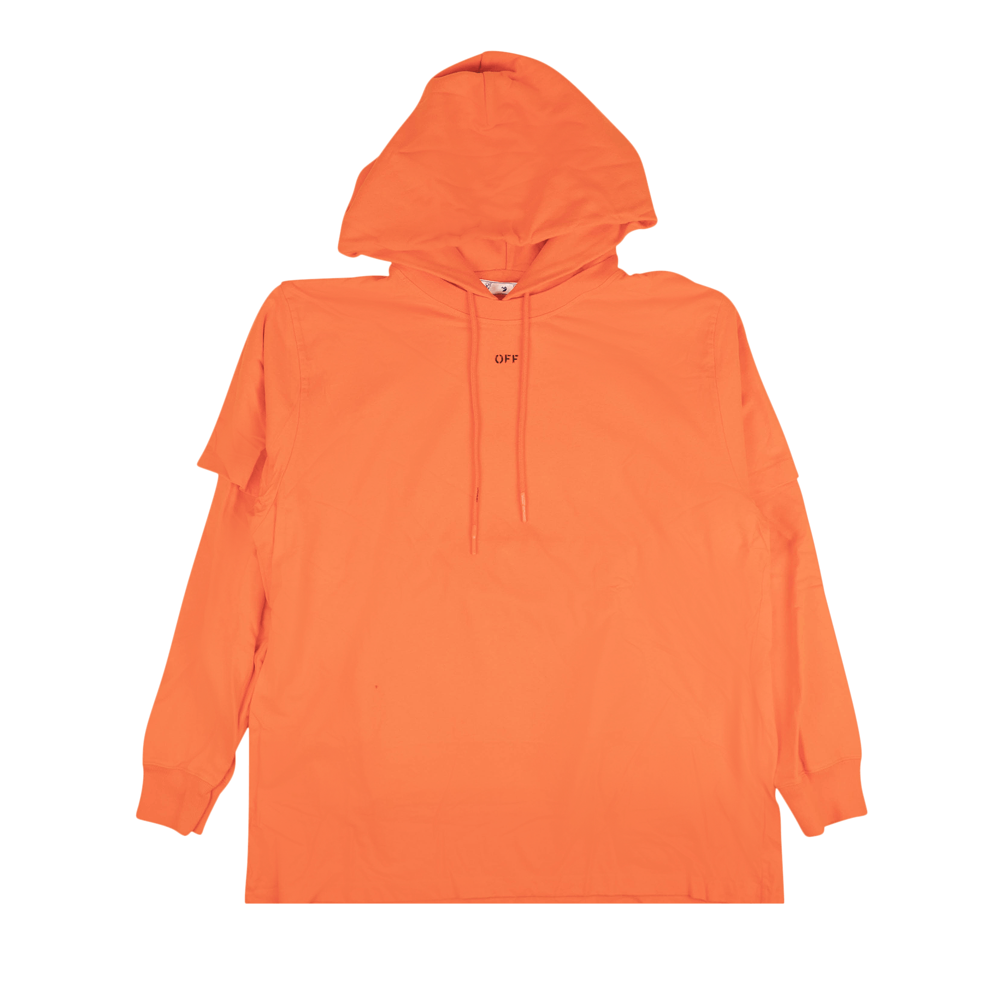 Off-White Stencil Double Tee Hoodie 'Orange/Black'