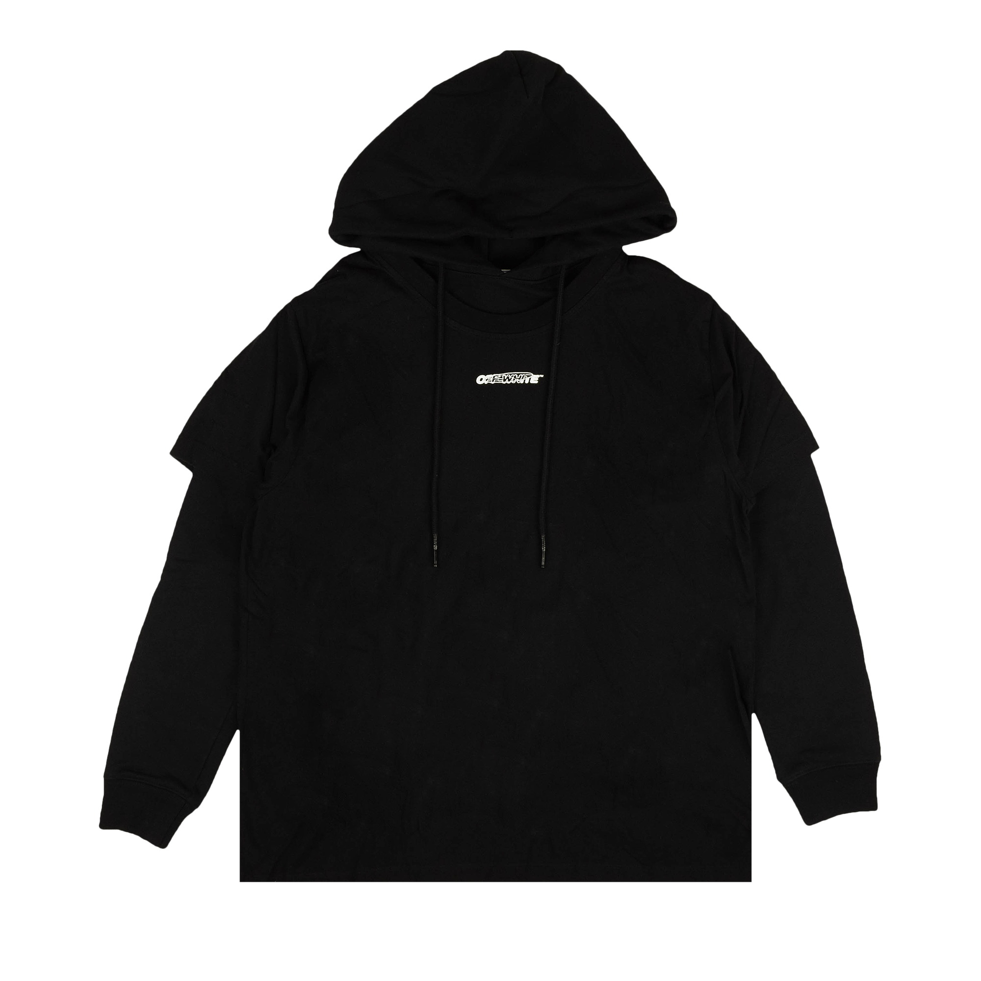 Off-White Barrel Worker Double Tee Hoodie 'Black/White'