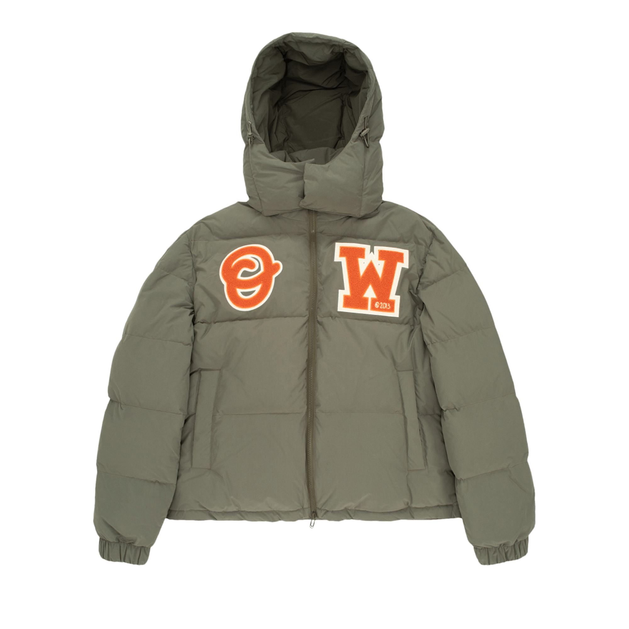 Off-White OW Patch Puffer 'Army Green/Orange'