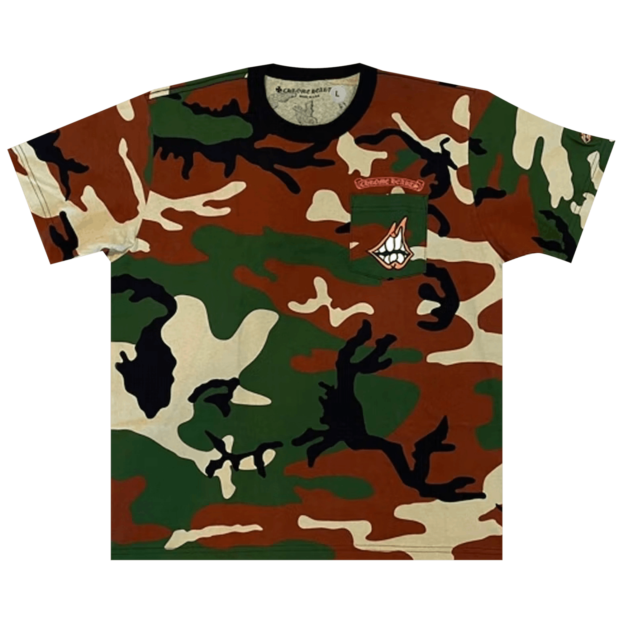Pre-owned Chrome Hearts Matty Boy Caution T-shirt 'camo' In Multi-color