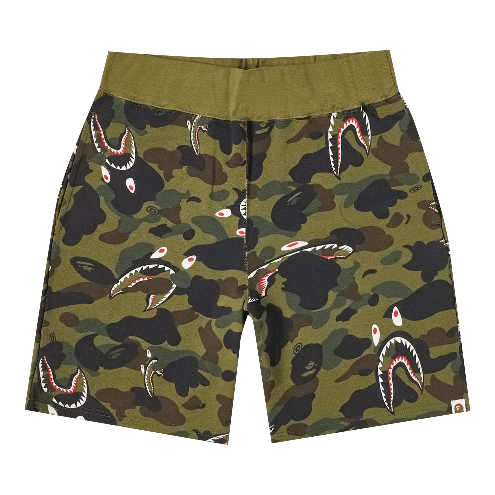 BAPE Shark 1st Camo Wide Sweatshort 'Green'