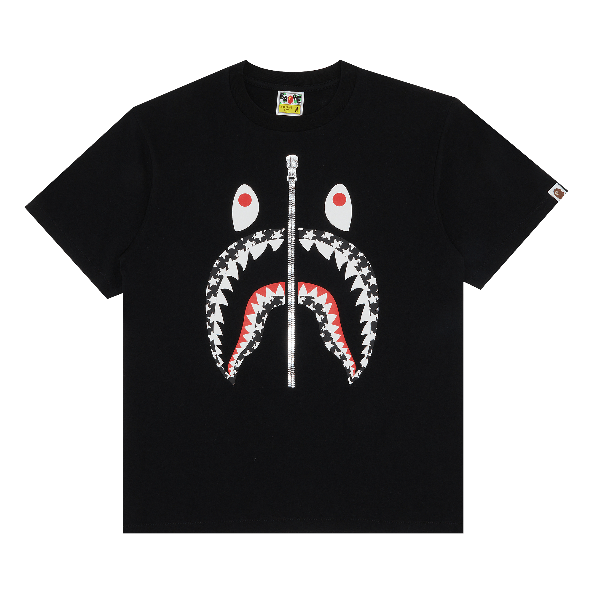 Pre-owned Bape Sta Pattern Shark Tee 'black'