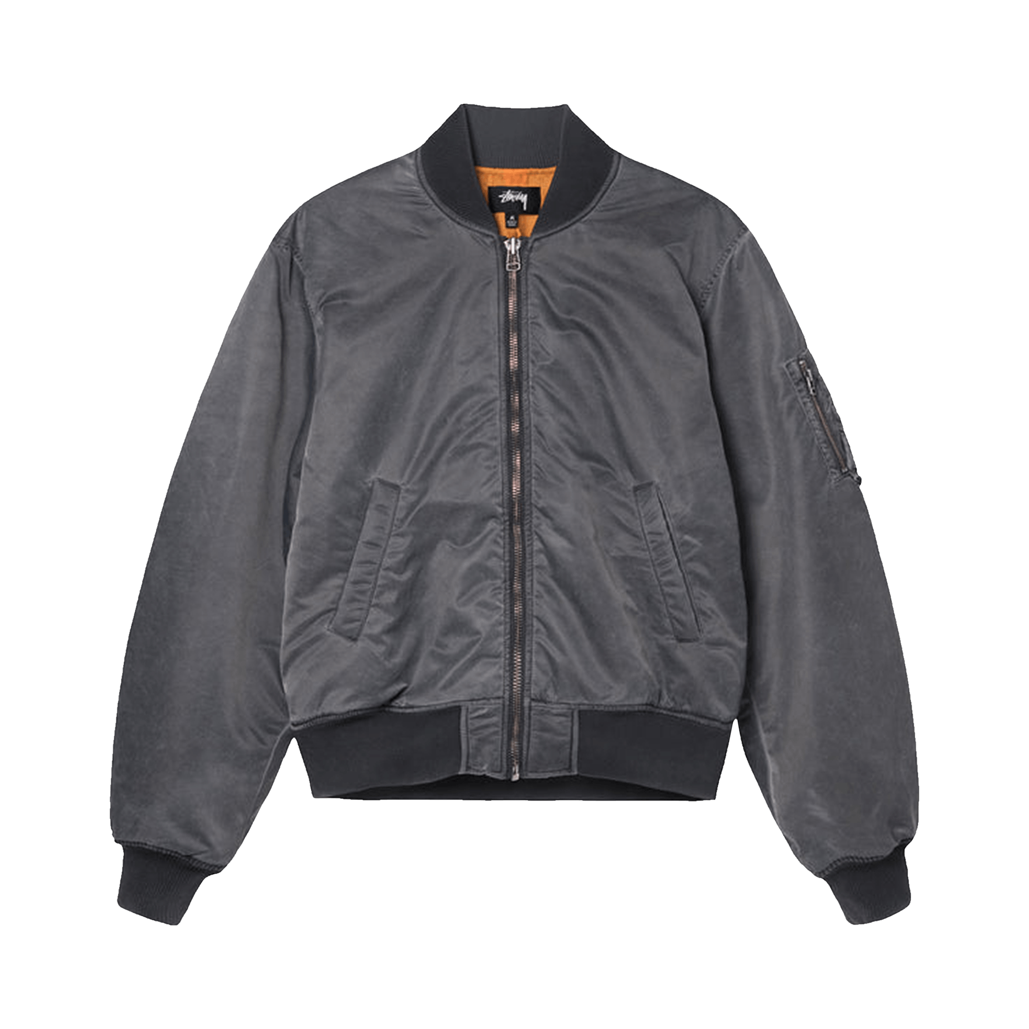 Pre-owned Stussy Dyed Nylon Bomber 'charcoal' In Grey