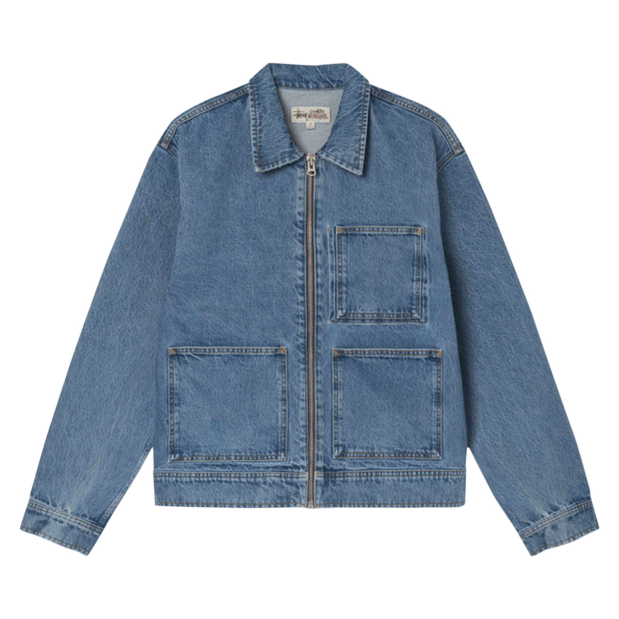 Stussy Denim Zip Work Jacket 'Washed Blue'