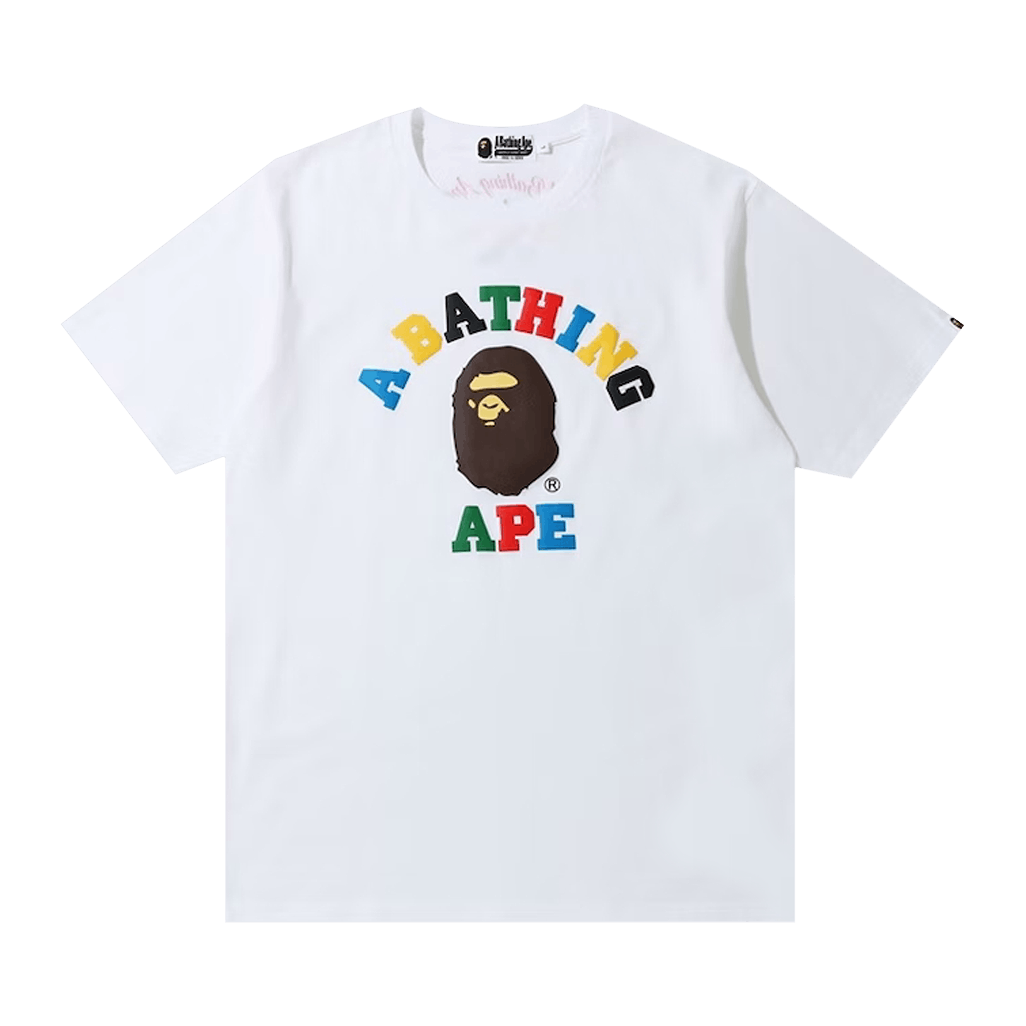 BAPE Multi Color Letters College Tee 'White'