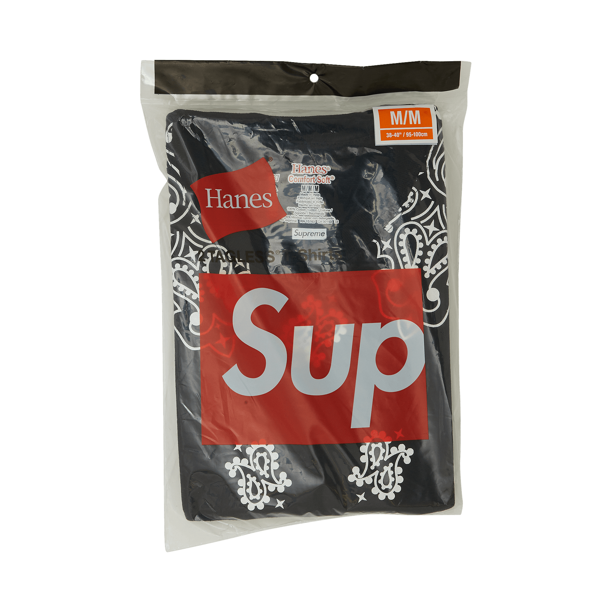 Supreme x Hanes Bandana Tagless Tees (2 Pack) 'Black'