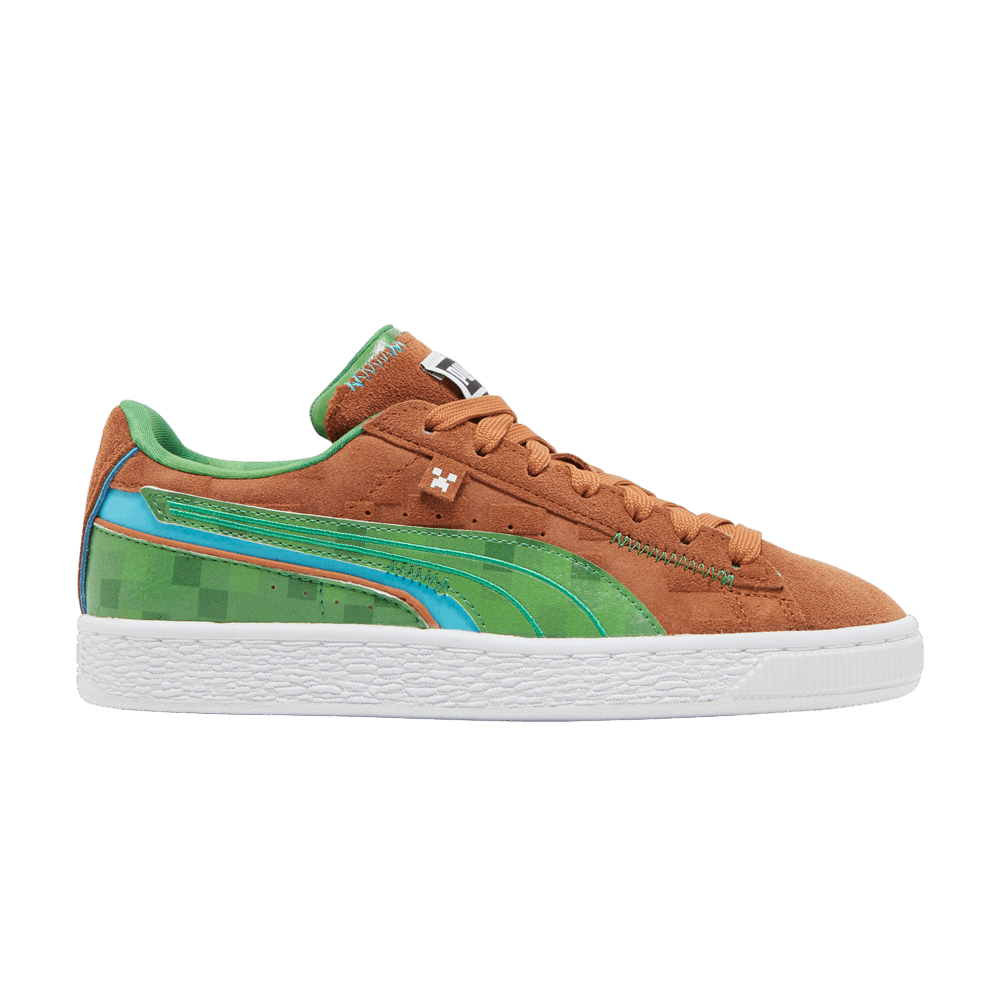 Pre-owned Puma Minecraft X Suede Jr 'grass Block' In Brown