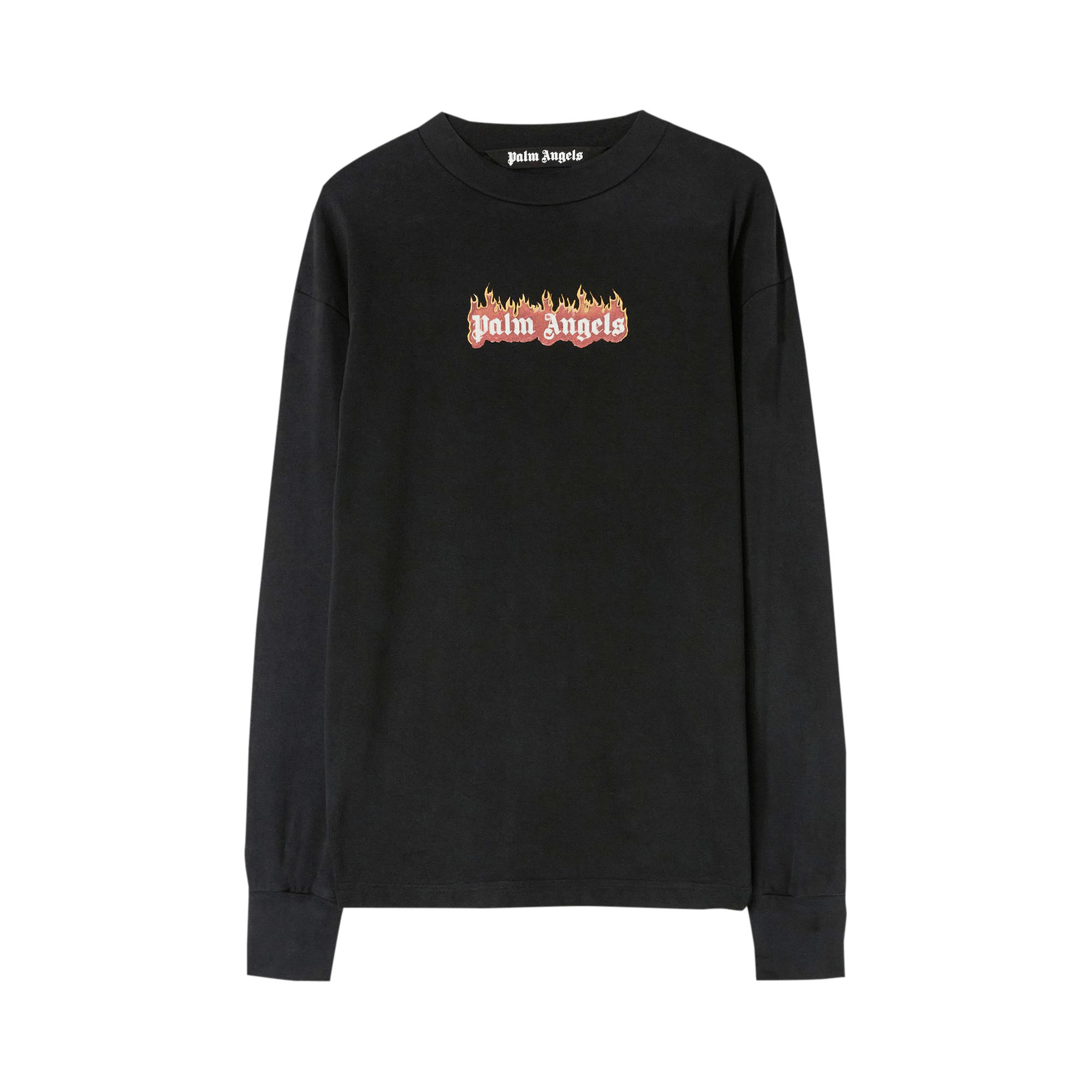 Pre-owned Palm Angels Burning Logo Classic Tee Long-sleeve 'black/white'