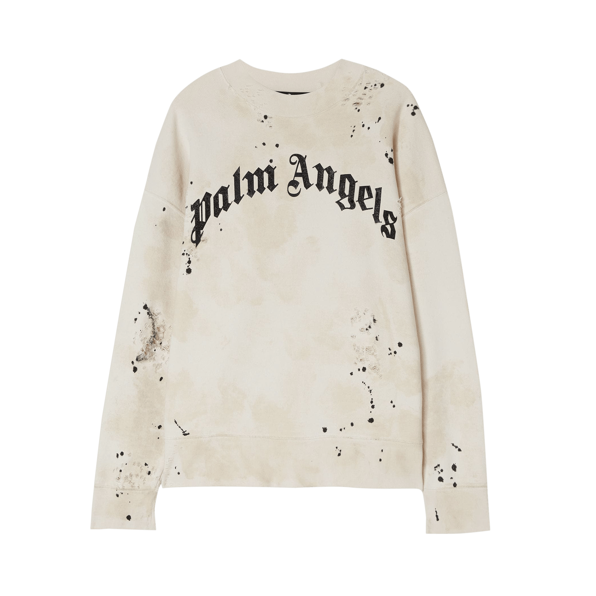 Pre-owned Palm Angels Gd Glittered Logo Crewneck 'off White