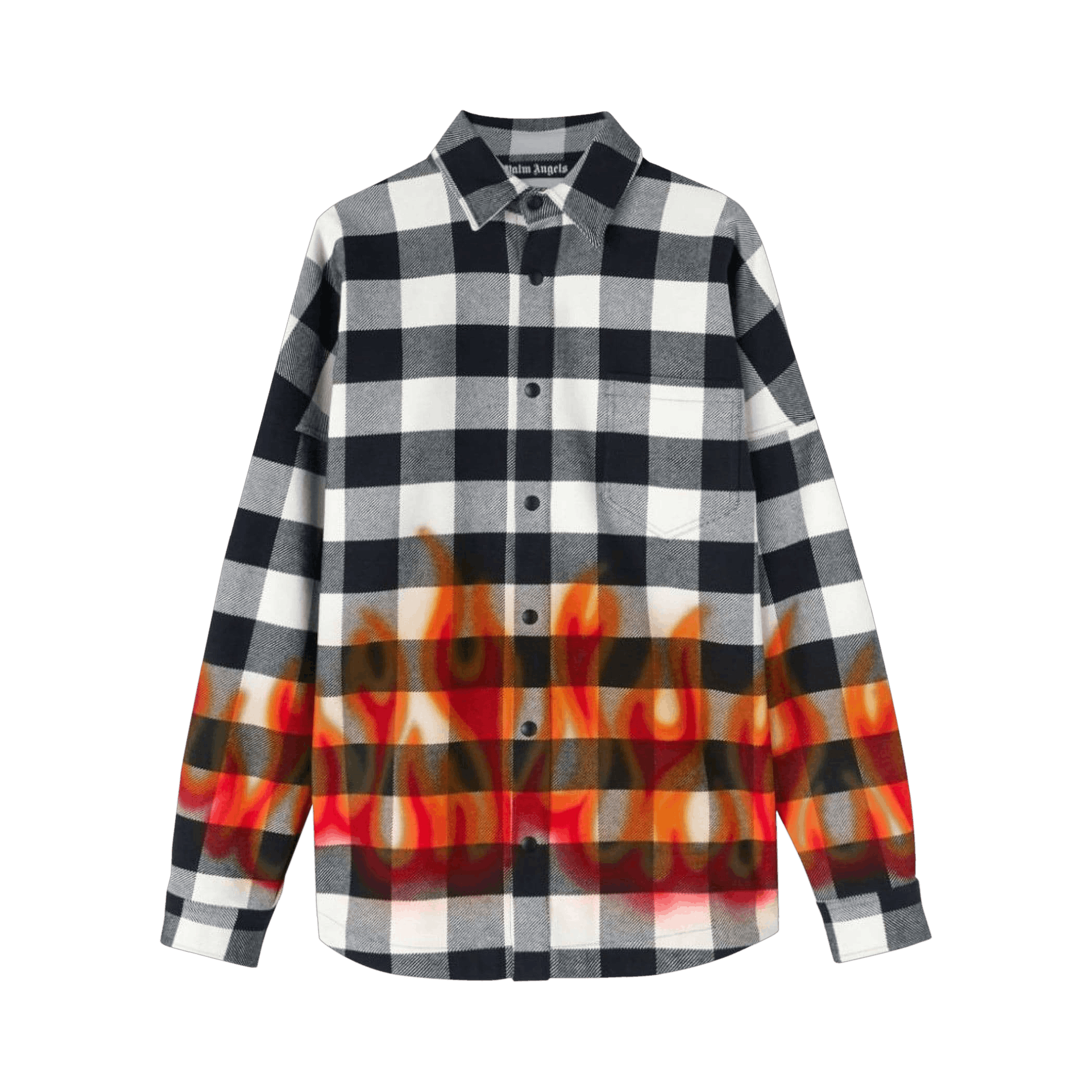 Palm Angels Burning Logo Overshirt 'Black/Red'