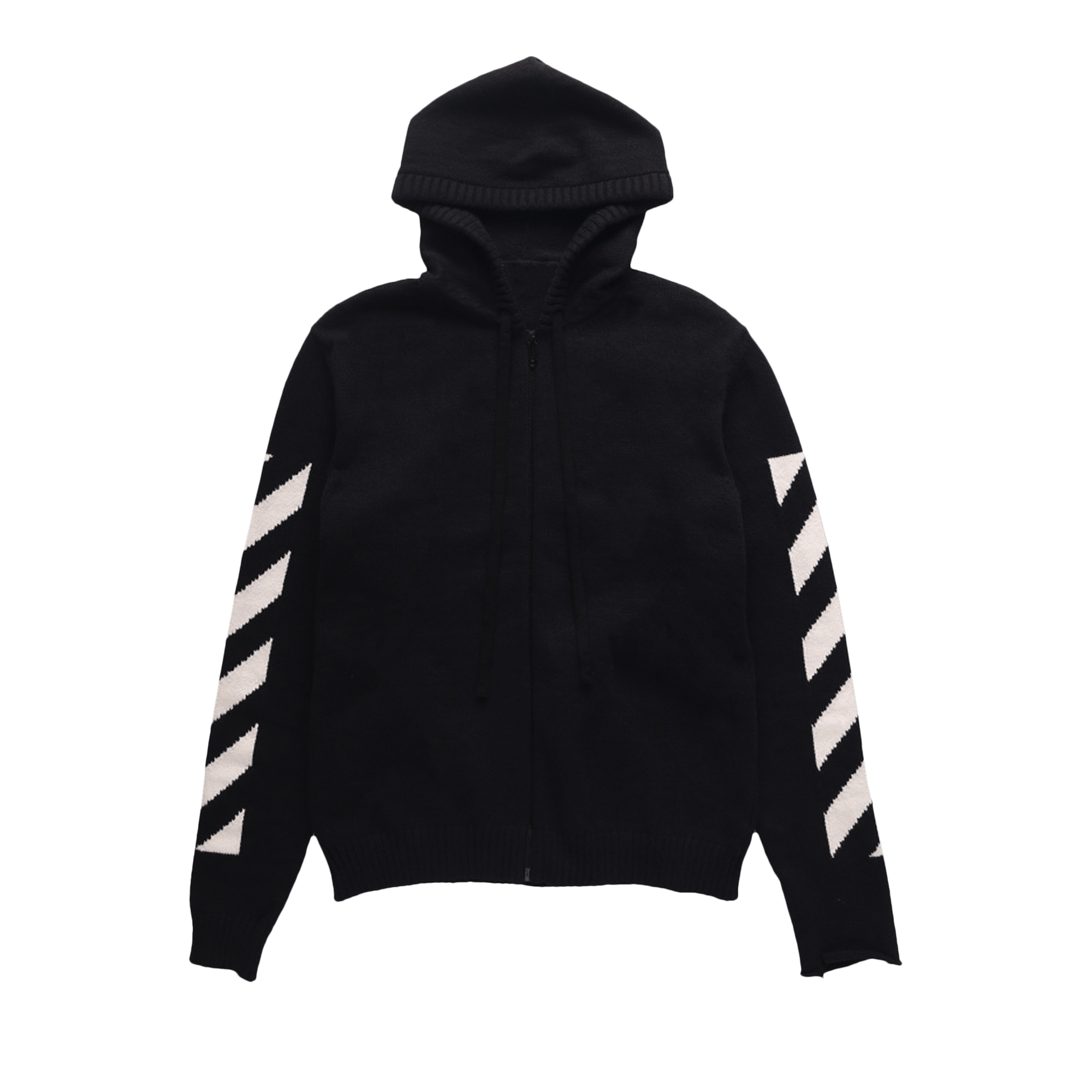 Off-White Diag Arrow Knit Zip Hoodie 'Black/White'