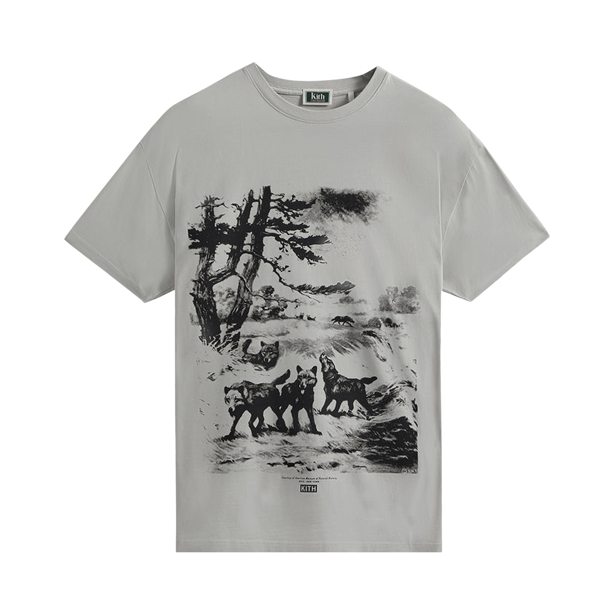 Kith For AMNH Wolves Vintage Tee 'Concrete'