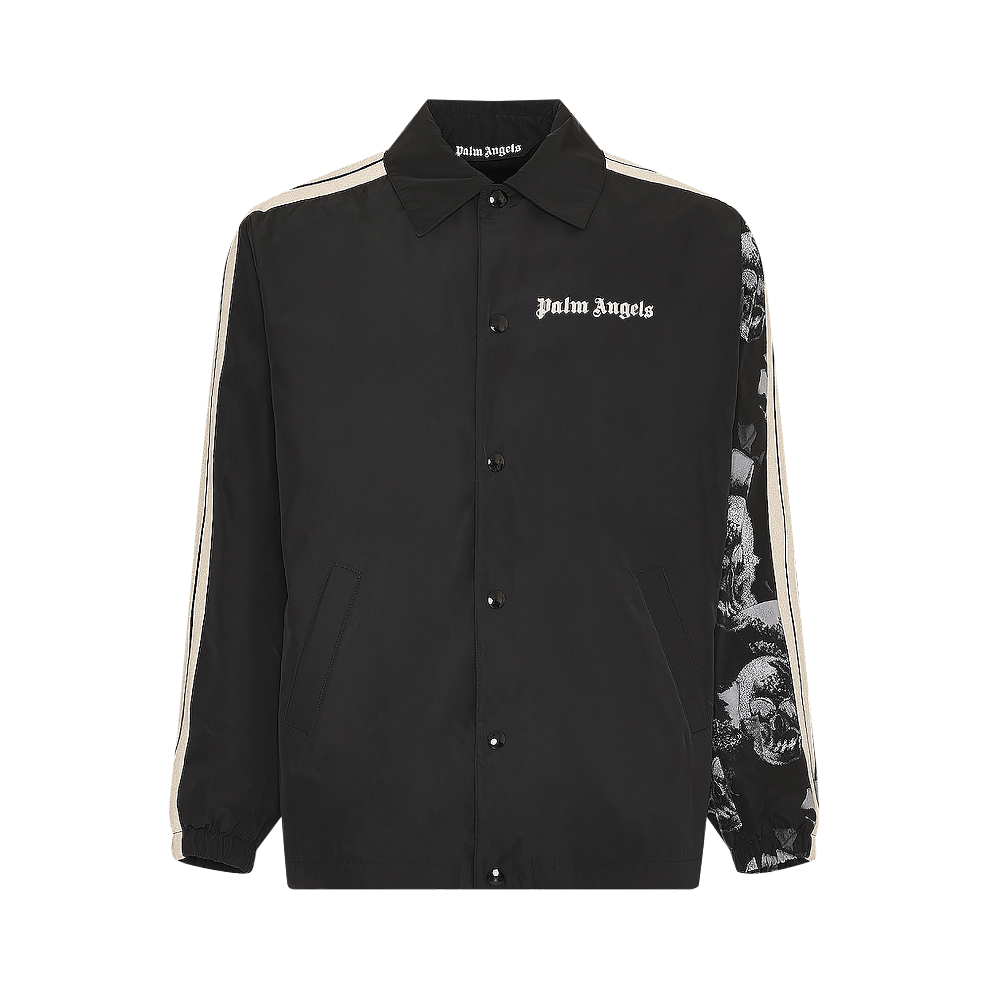 Palm Angels Skull Sleeve Print Coach Shirt Jacket 'White/Black'