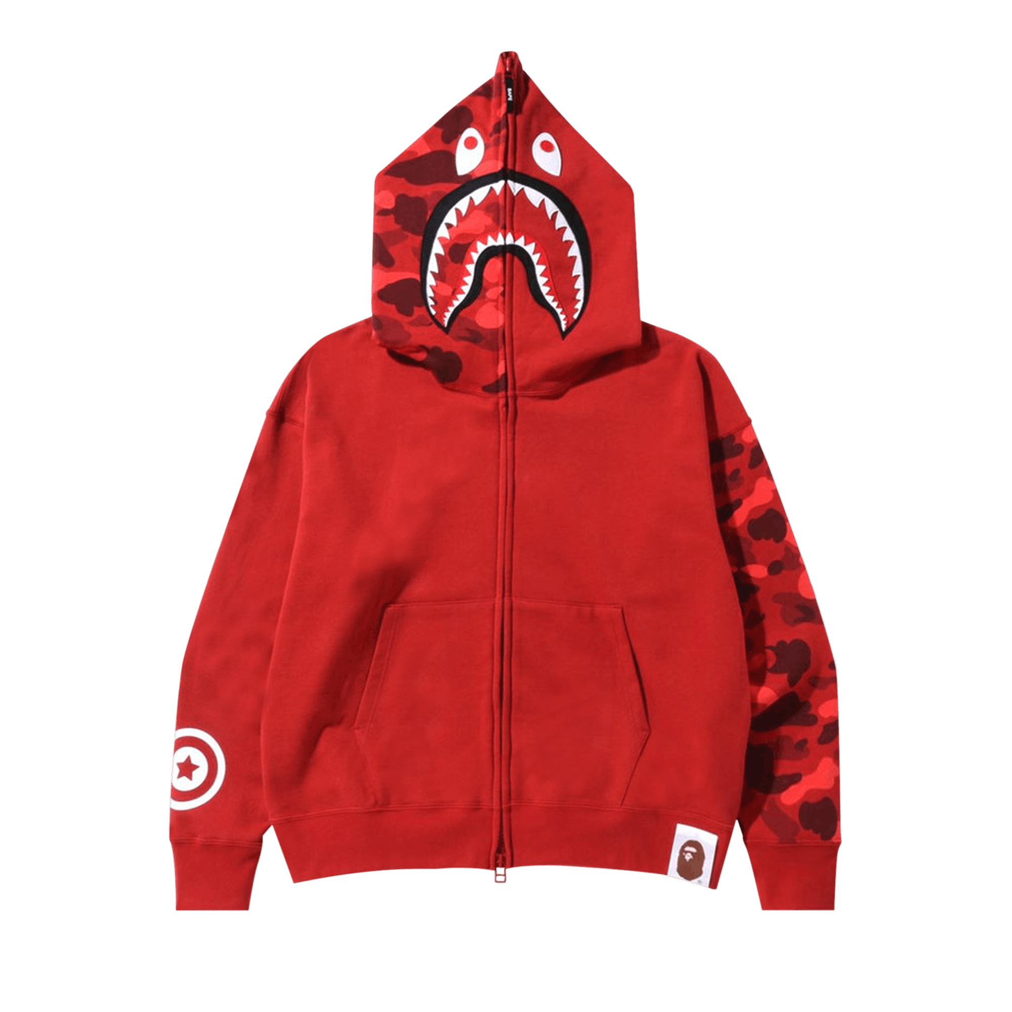 Pre-owned Bape Color Camo Giant Shark Loose Fit Full Zip Hoodie 'red'