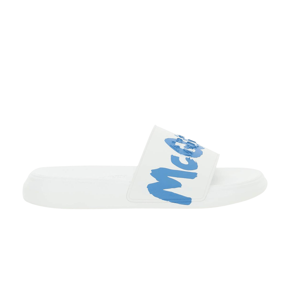 サンダル Alexander Mcqueen White Rubber Slippers Buy Alexander McQueen Rubber Pool Slide 'Graffiti - White