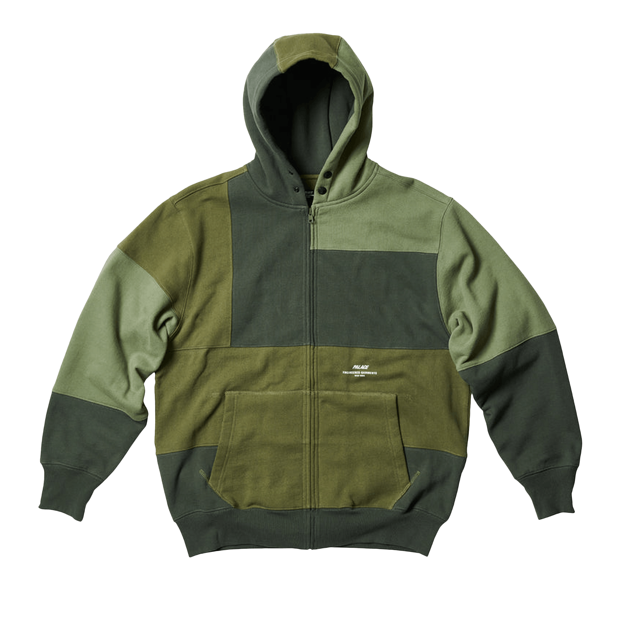 Pre-owned Palace X Engineered Garments Heavy Patchwork Zip Hood 'olive' In Green