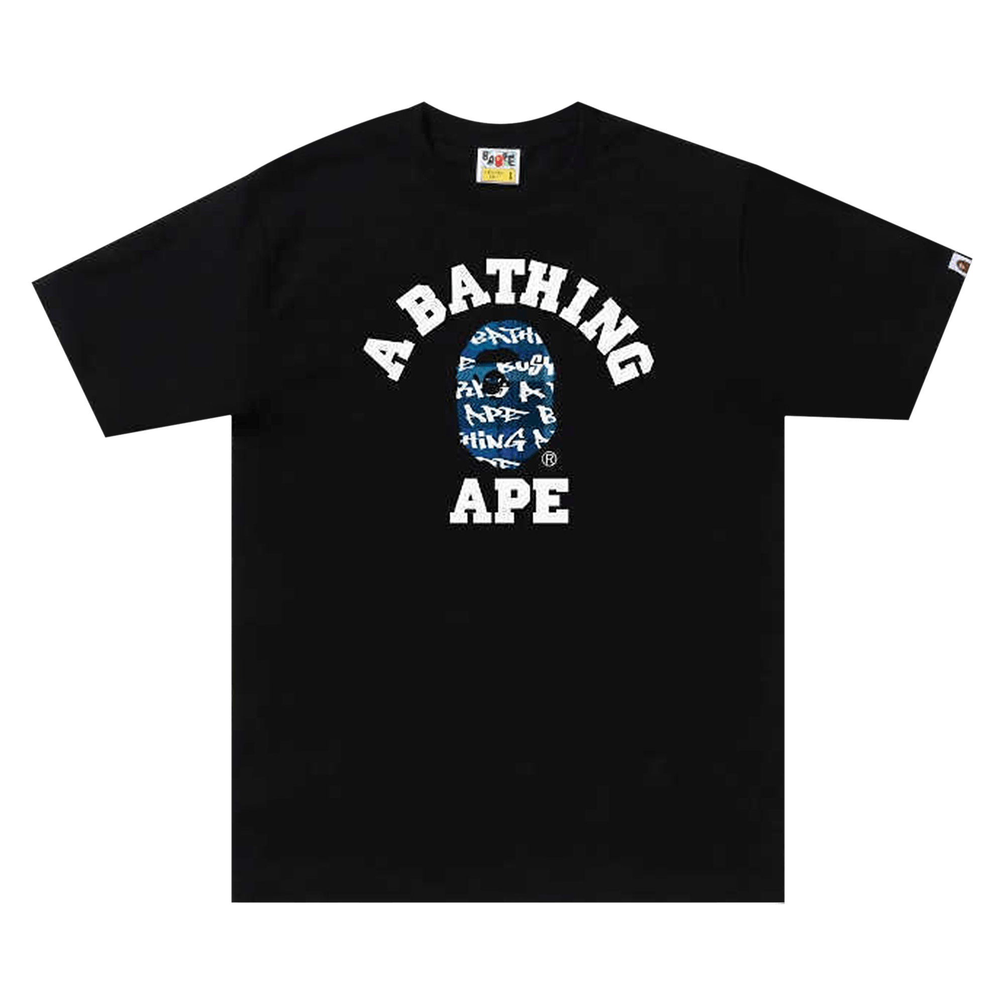BAPE Graffiti Check College Tee 'Black/Blue'