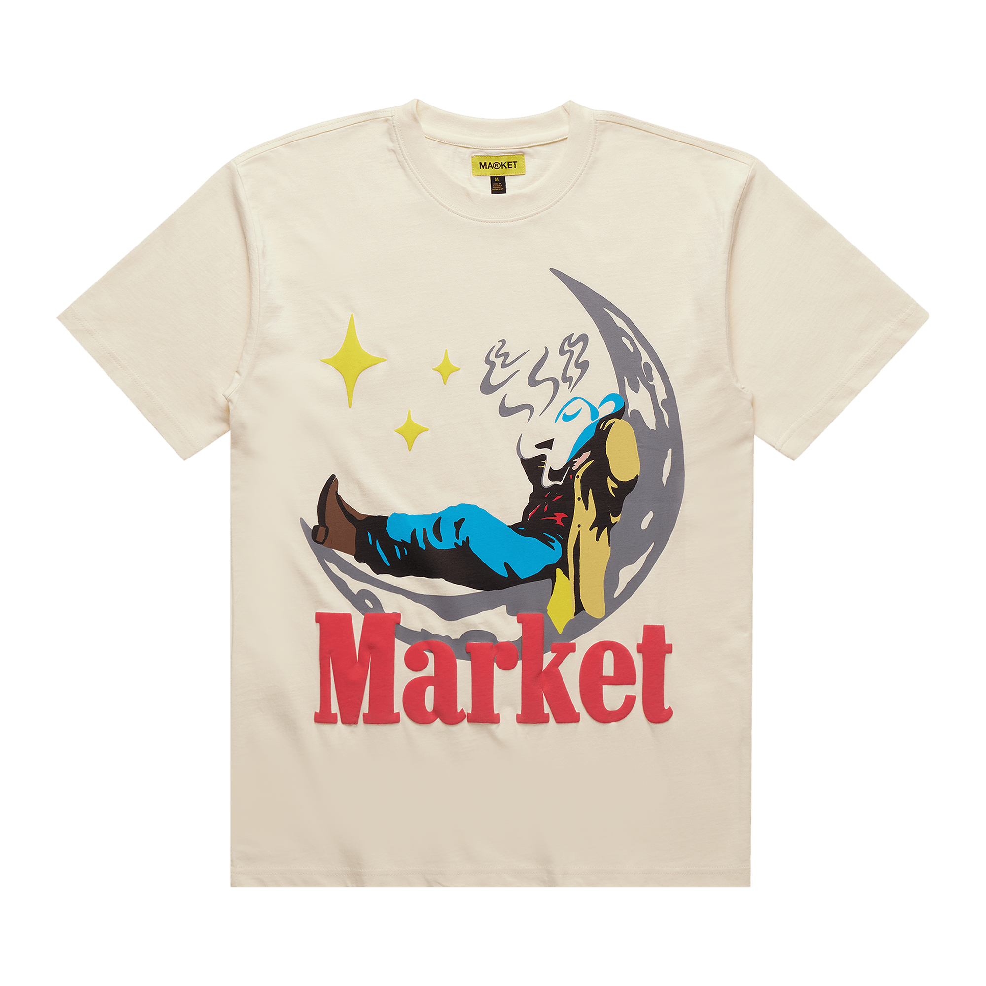 Pre-owned Market Man On Moon T-shirt 'cream'