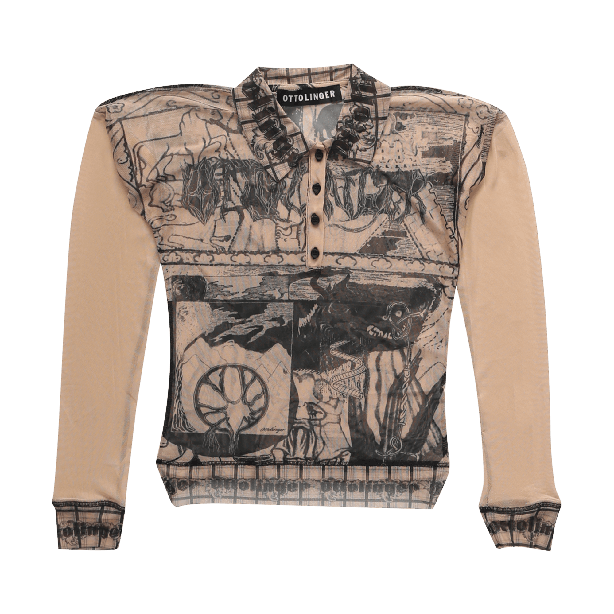 Pre-owned Ottolinger Mesh Polo 'otto Print' In Multi-color