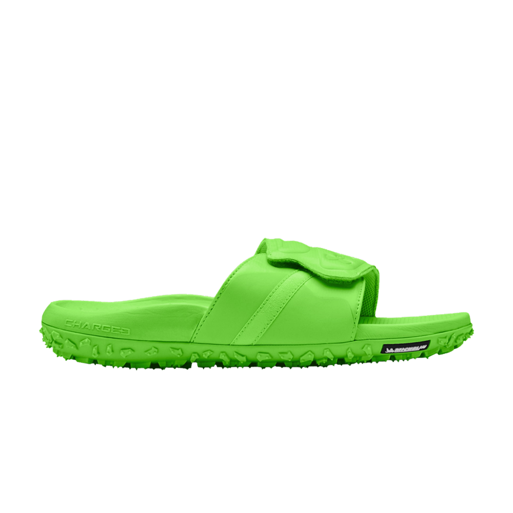Pre-owned Under Armour Fat Tire Slides 'hyper Green'