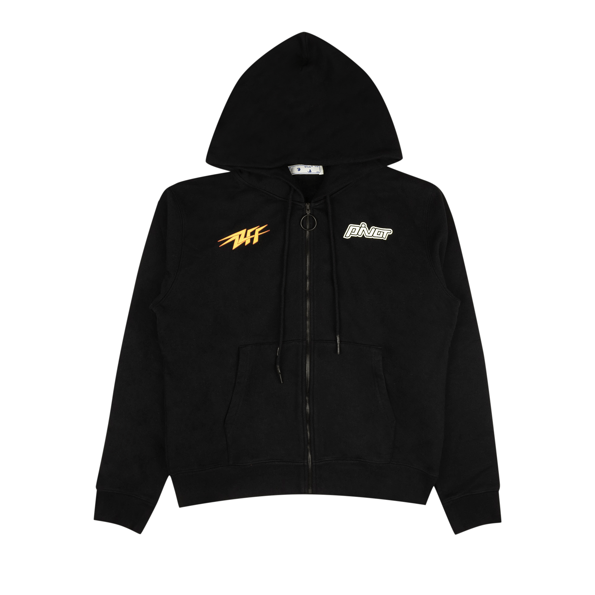 Off-White Thunder Slim Zip Hoodie 'Black/Yellow'