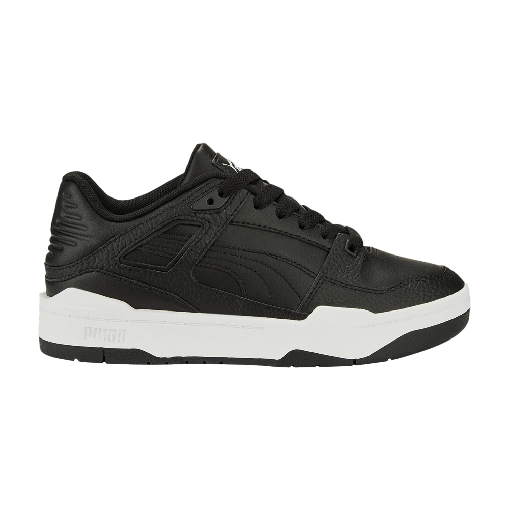 Pre-owned Puma Slipstream Leather Jr 'triple White' In Black