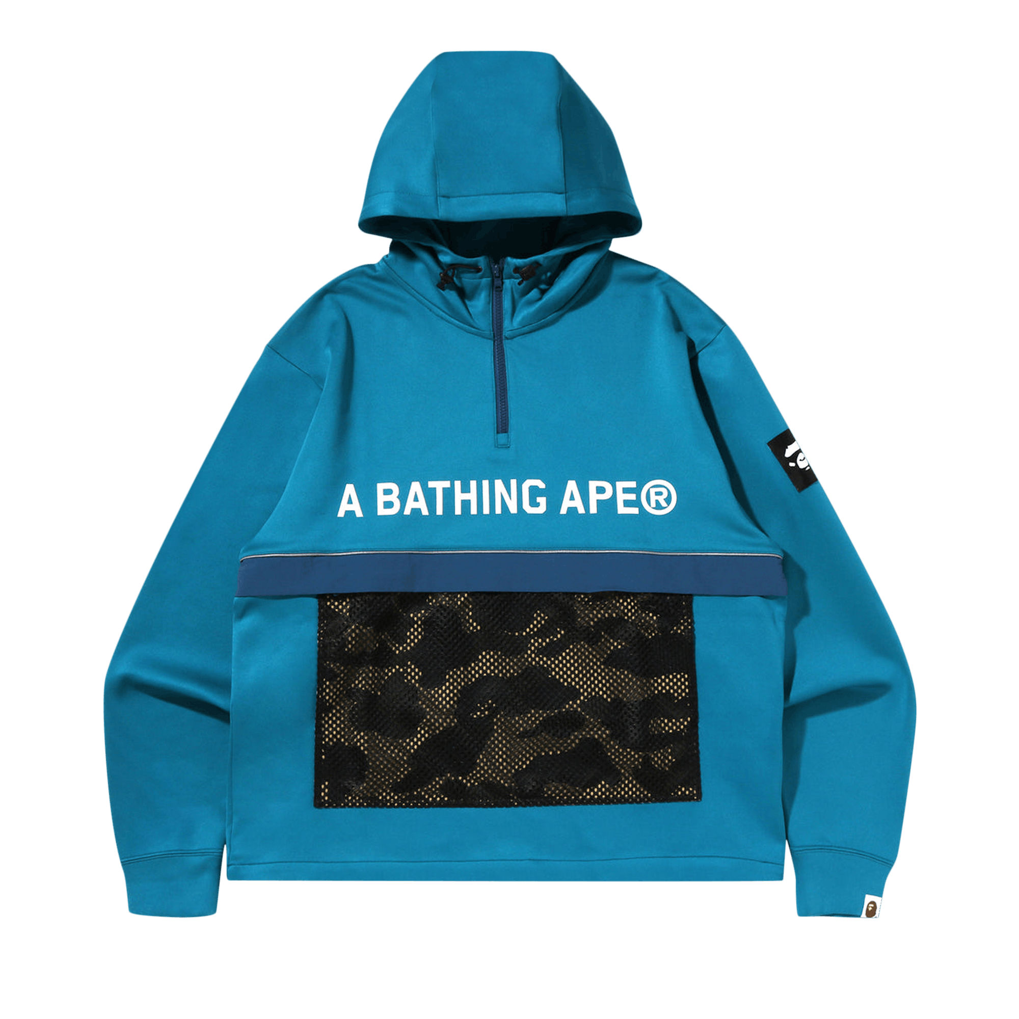 Pre-owned Bape 1st Camo Pocket Relaxed Fit Double Knit Half Zip Hoodie 'blue'