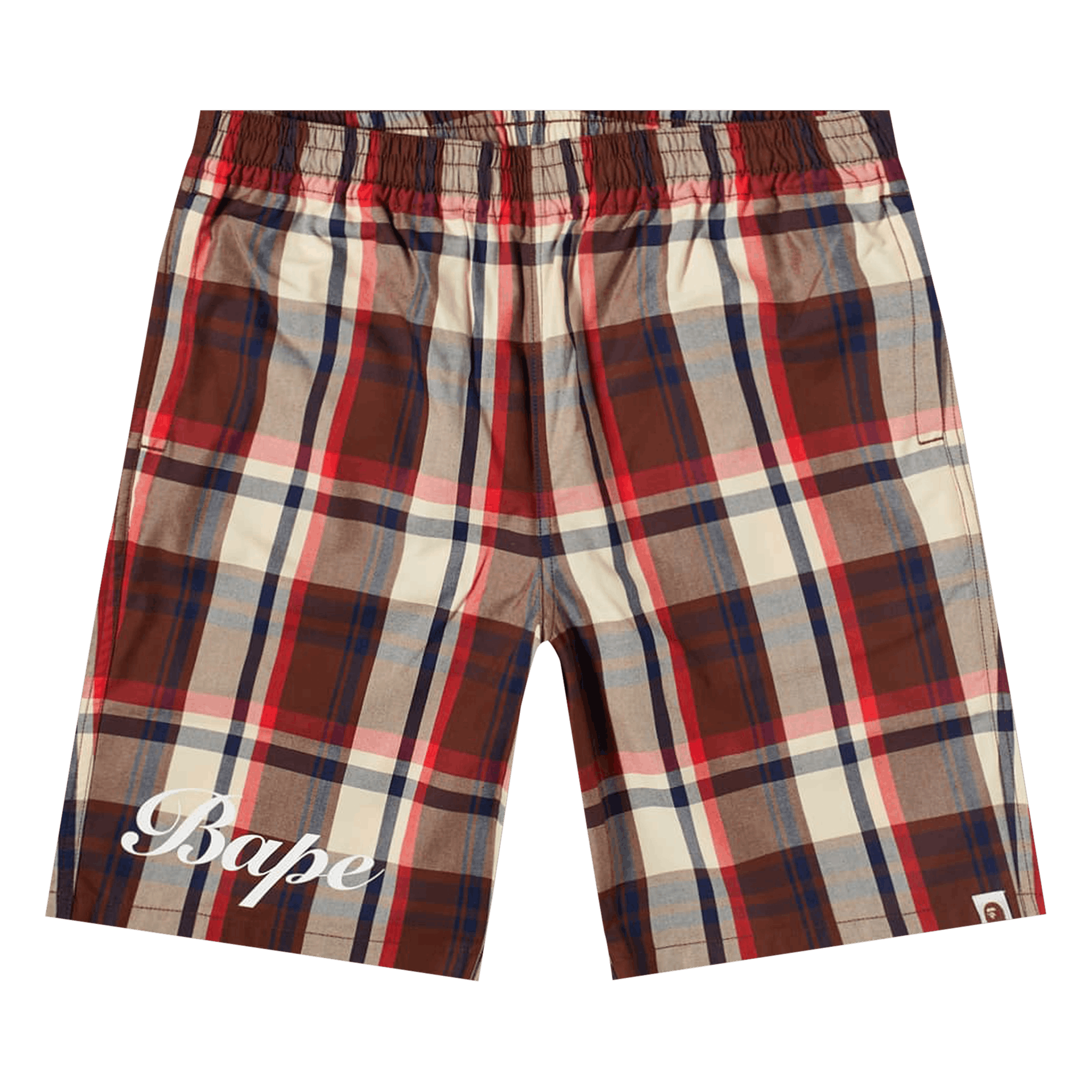 Pre-owned Bape Check Shorts 'red'