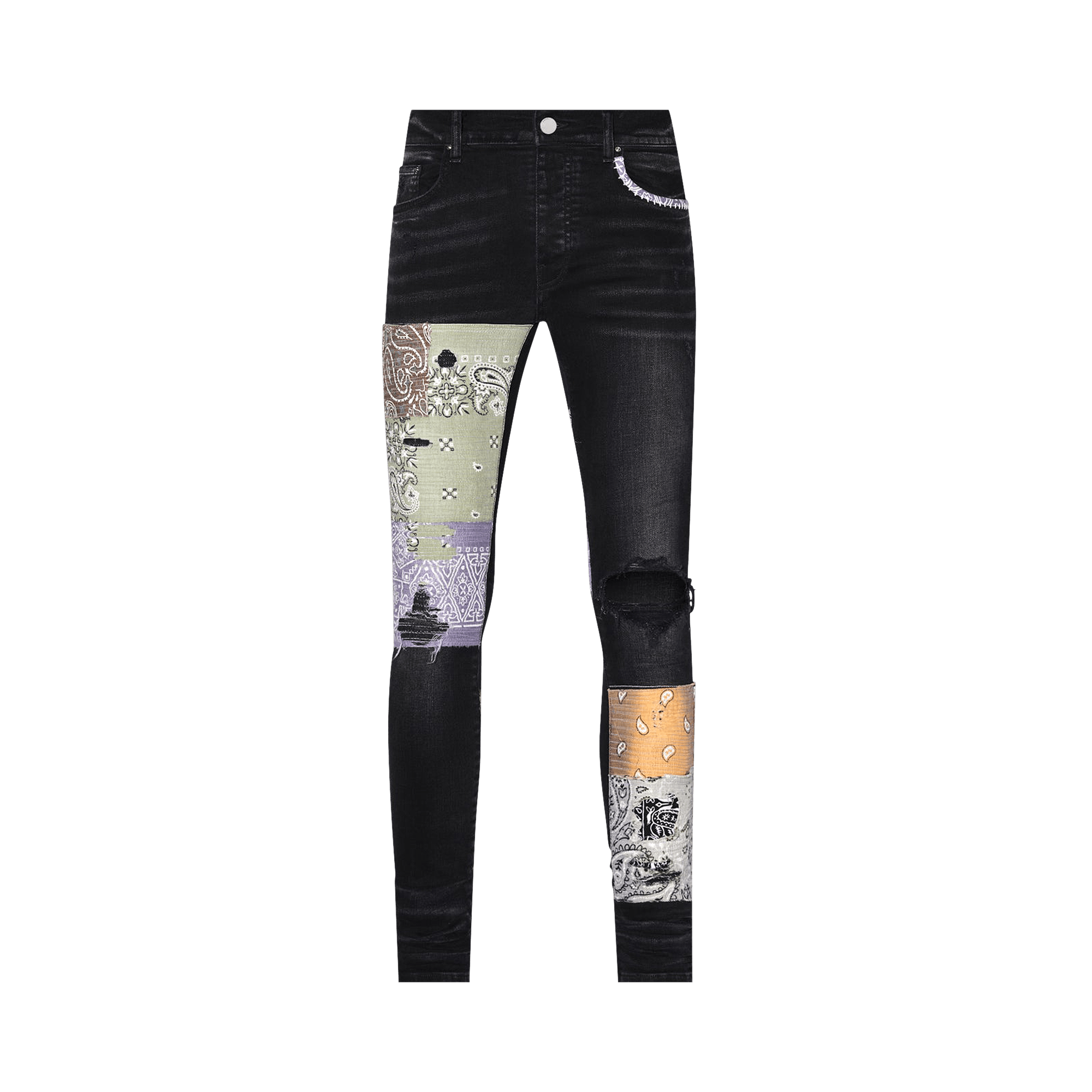 Pre-owned Amiri Bandana Art Patch Jean 'aged Black'