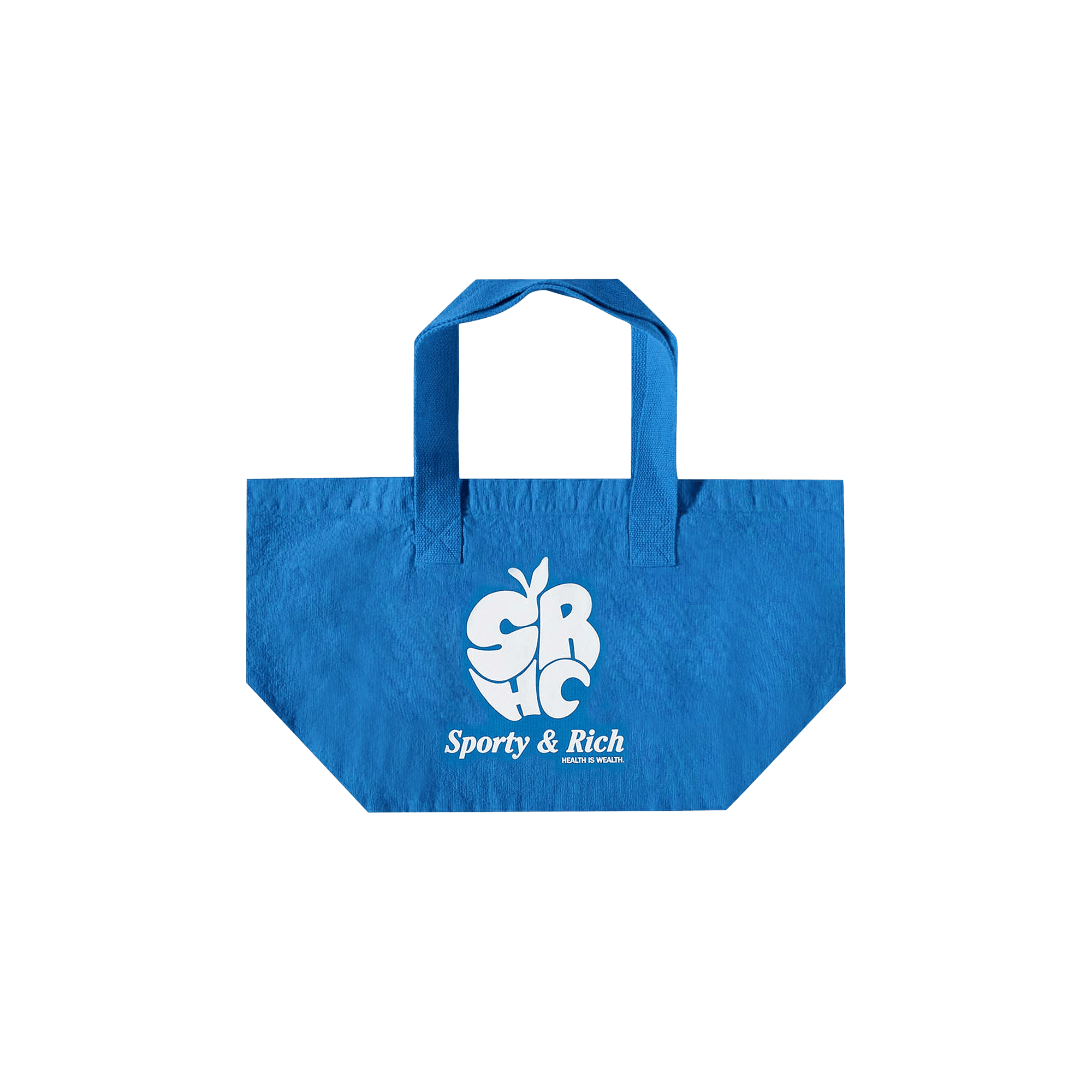 Sporty And Rich Apple Tote Bag 'ocean/white' In Blue