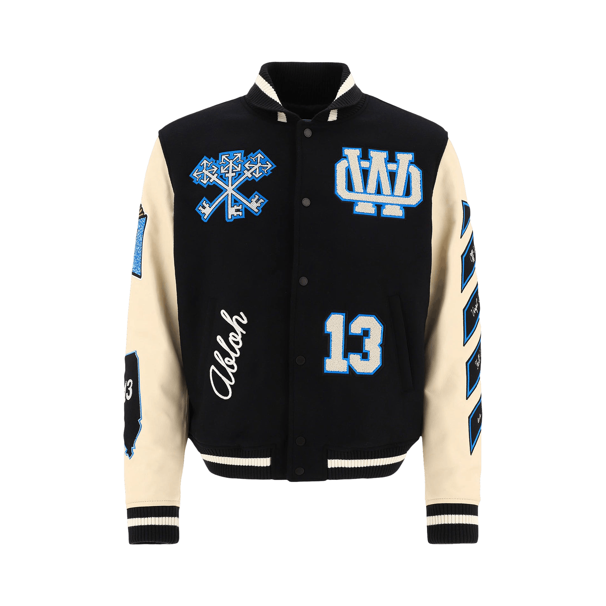 Off-White Logo Patch Varsity Jacket 'Black/Peacock'