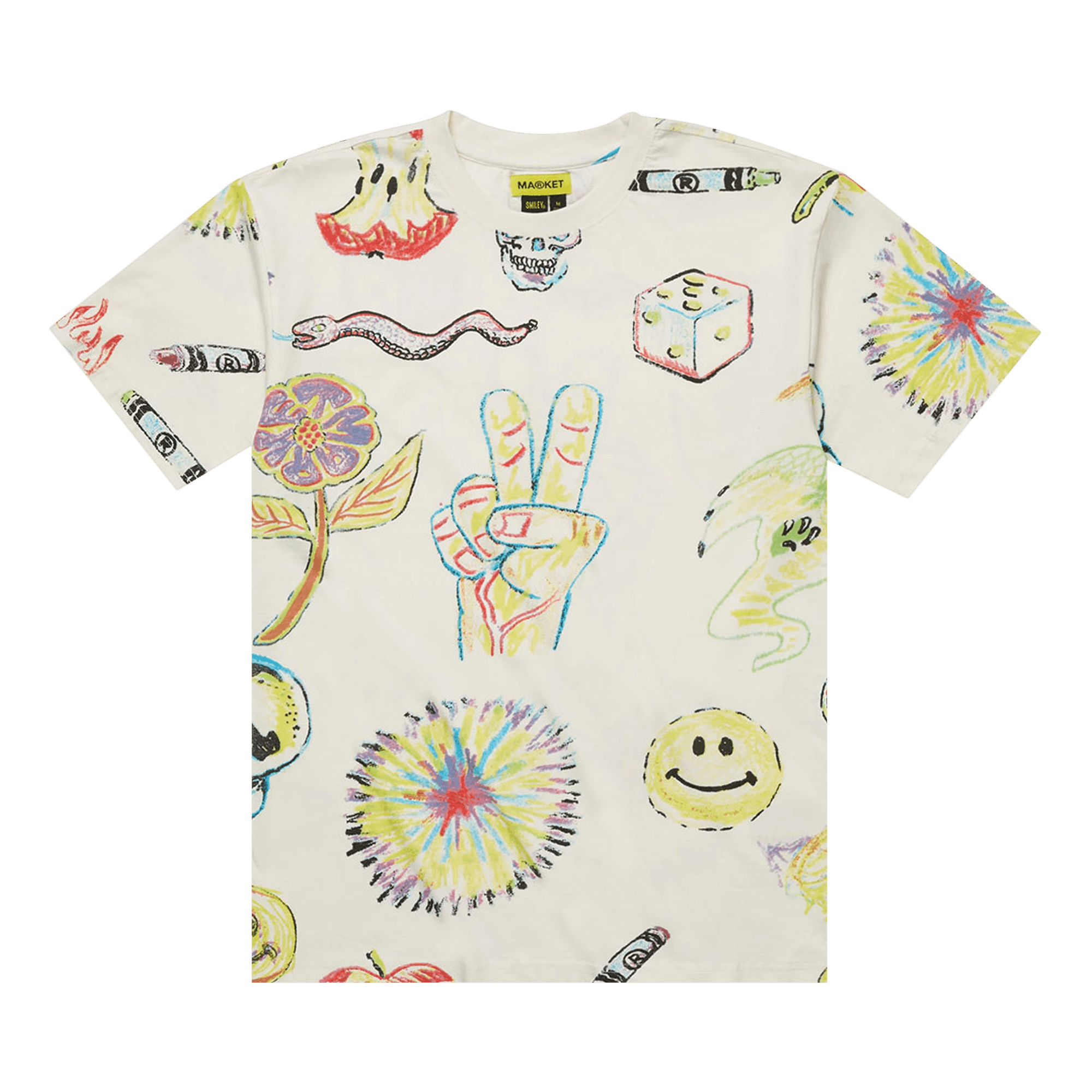 Pre-owned Market Smiley Coloring Book Aop T-shirt 'cream'