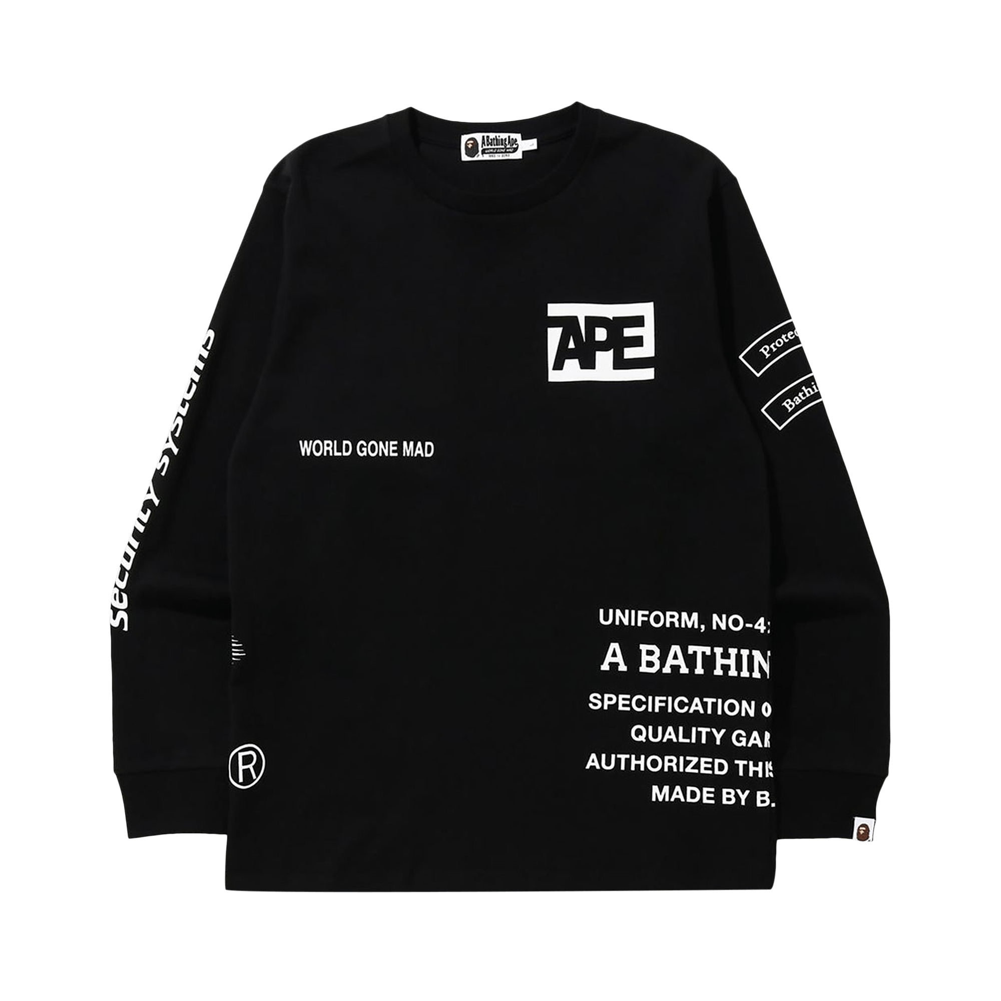 BAPE Security Multi Print Long-Sleeve Tee 'Black'